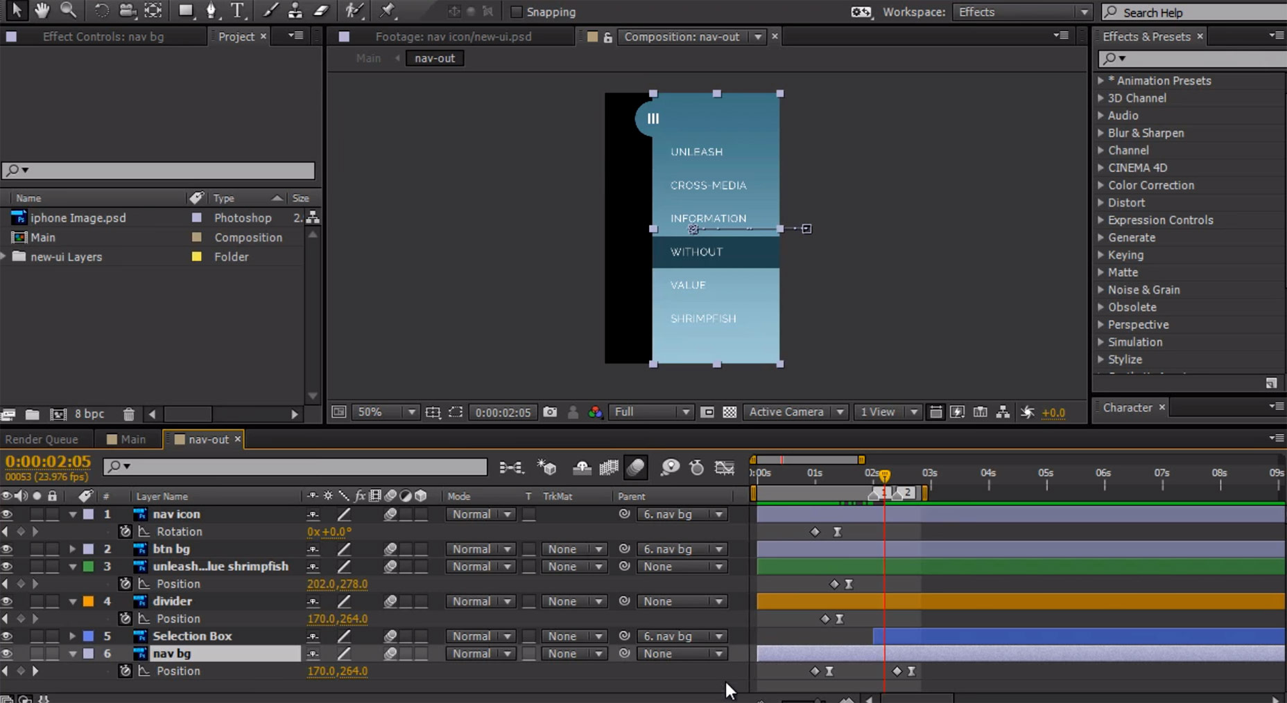 12 Free AE Tutorials for UX Professionals 02-menu-animation-after-effects