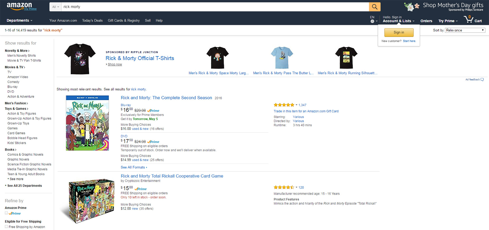 10 Sites Doing Vertical Navigation Right 05-amazon-products-sort