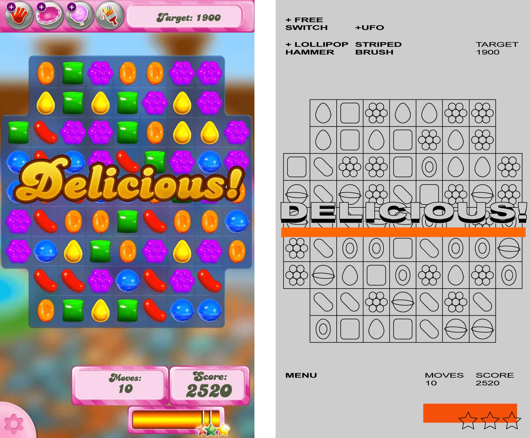 Giving Popular Apps the Brutalist Treatment Brutalist-redesign_Candy-Crush
