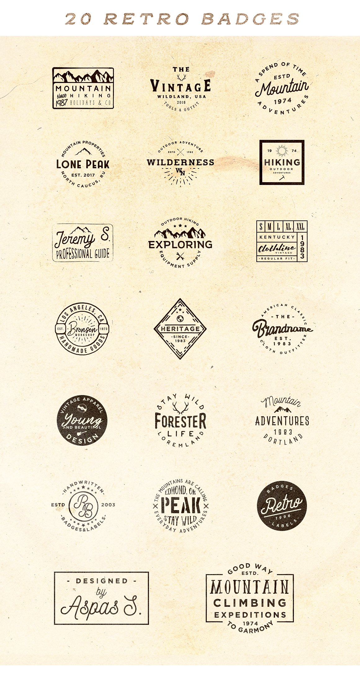 Free Download: 20 Minimal Retro Badges setka3