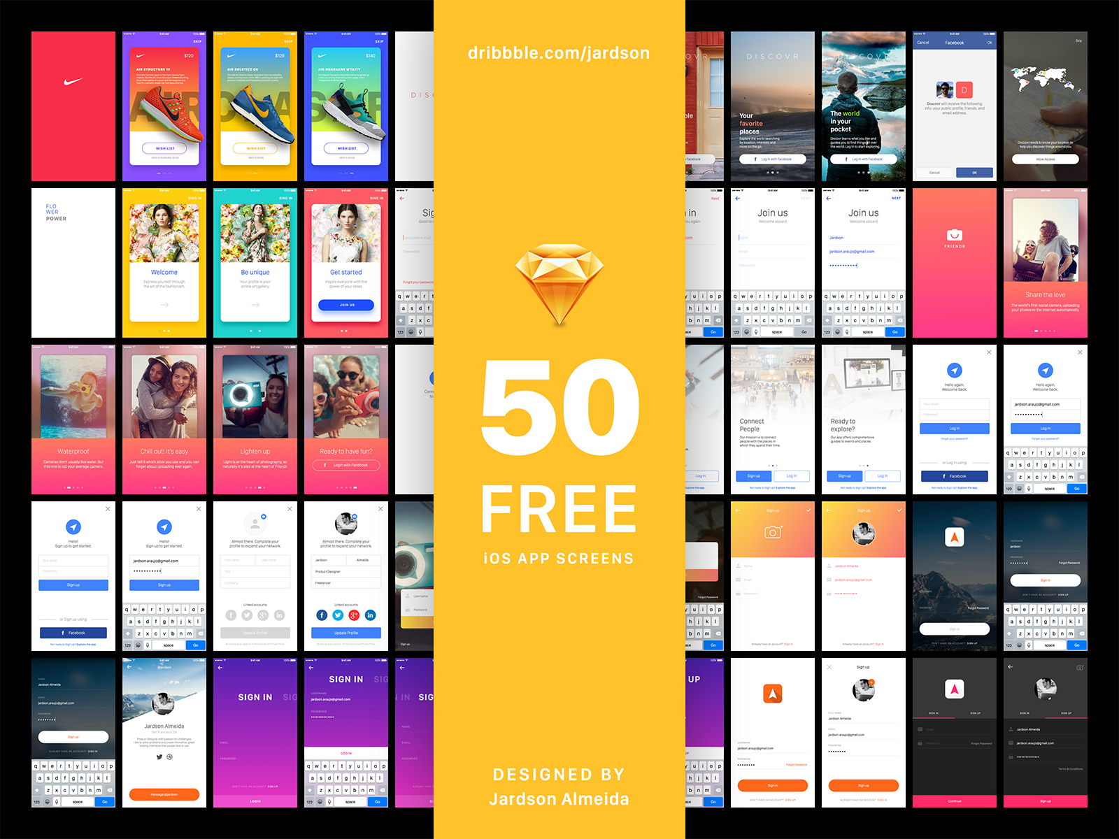 Free Download: Sign In Project - 50 FREE iOS App Screens for Sketch dddd12
