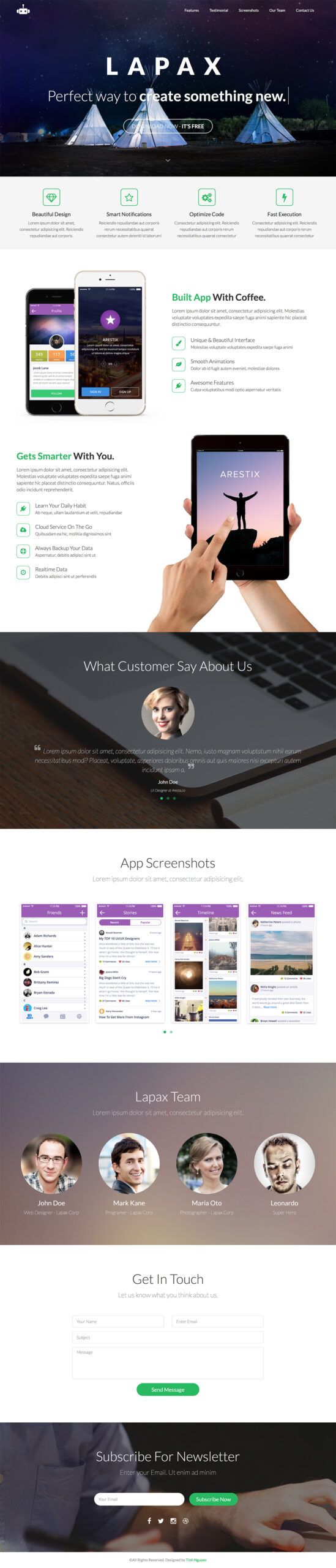 Free Download: Lapax - App Landing Page - HTML version lapax-html