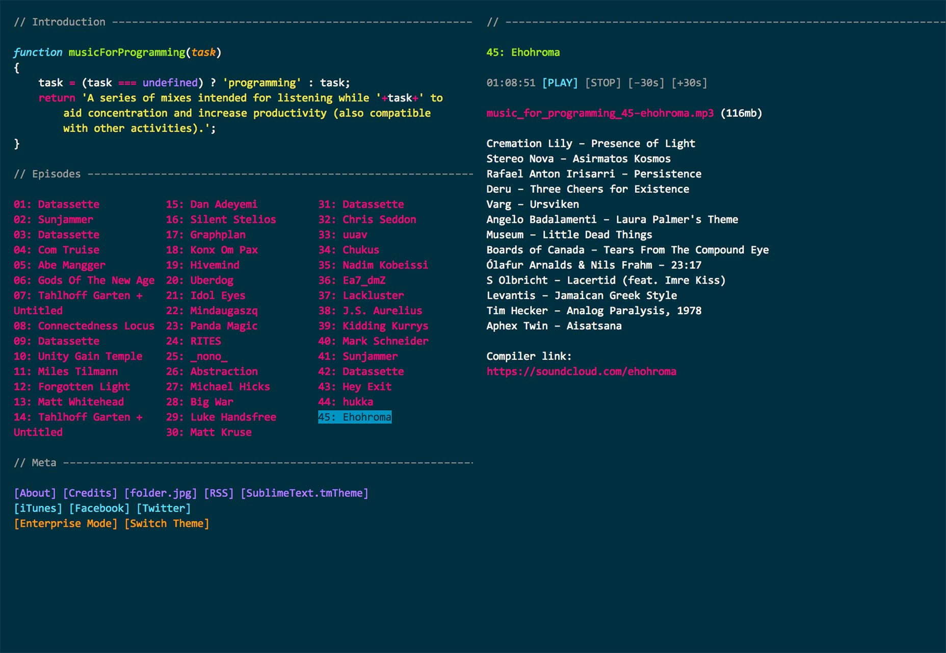 What’s new for designers, January 2017 musicforprogramming