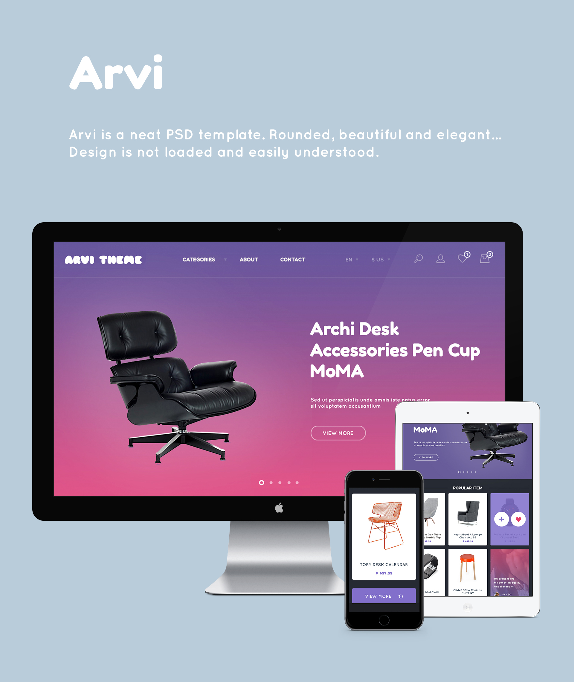 Free Download: Arvi PSD Template arvi-header