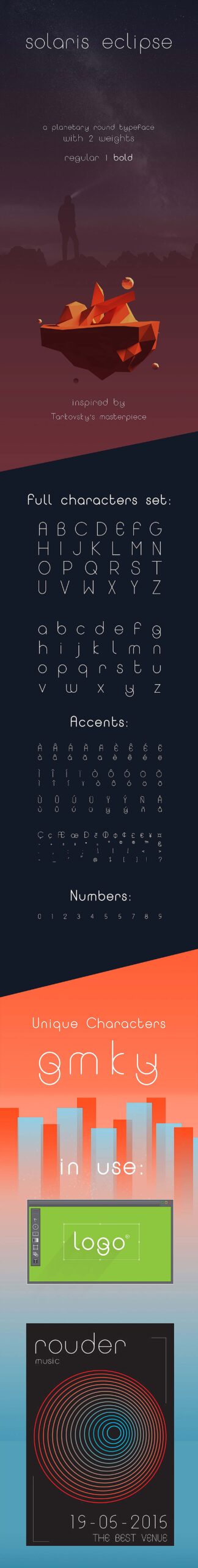 Free download: Solaris Eclipse font family full-slide