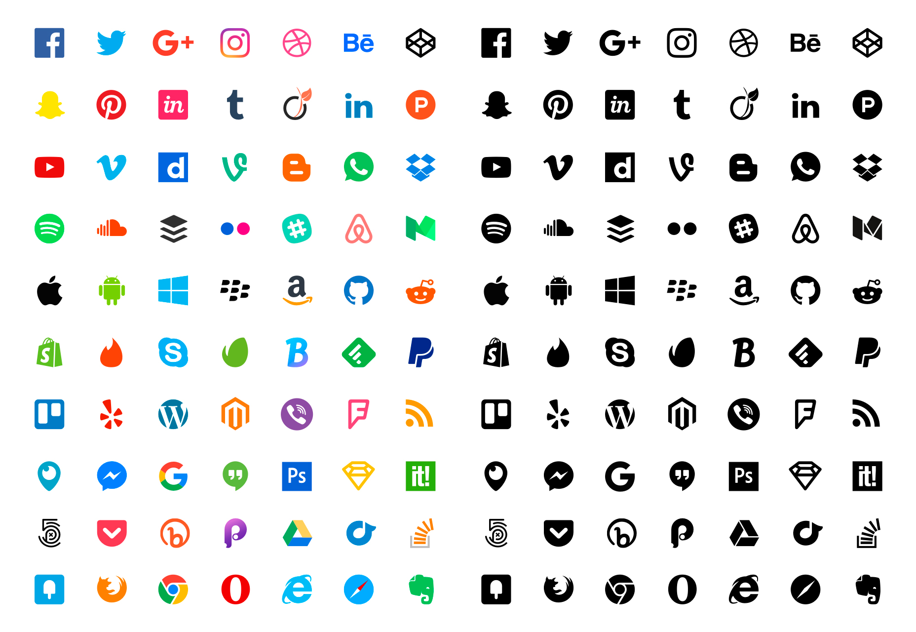 50+ fresh resources for designers, July 2016 70 Flat Social Sketch Icons