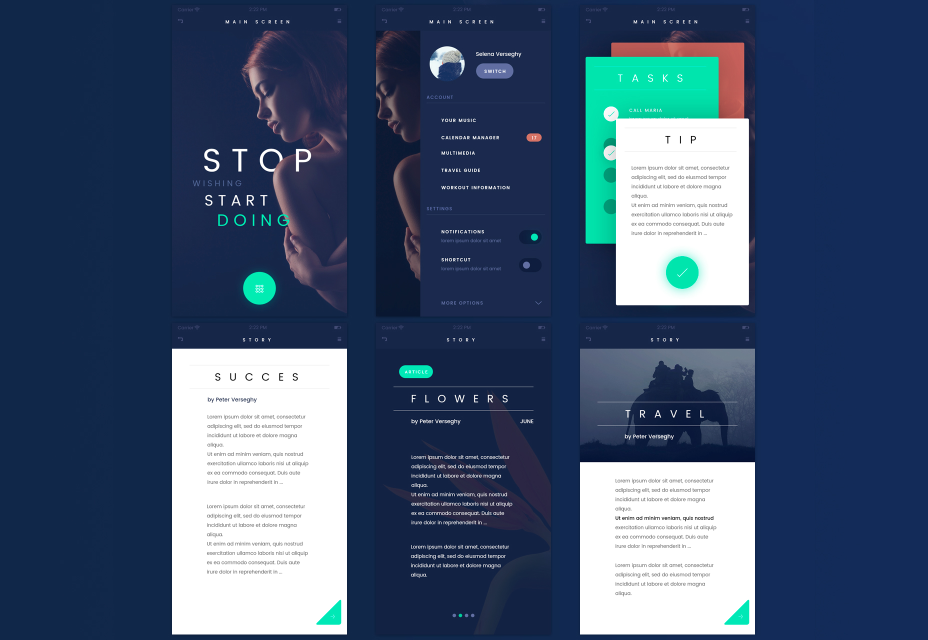 50+ fresh resources for designers, July 2016 Fade: Dark & Modern Mobile App UI Kit