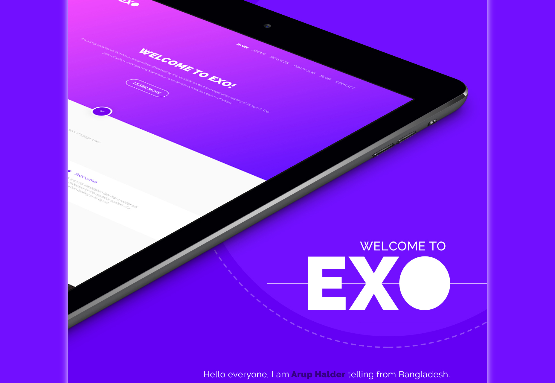 50+ fresh resources for designers, July 2016 EXO: Modern One-page PSD Theme