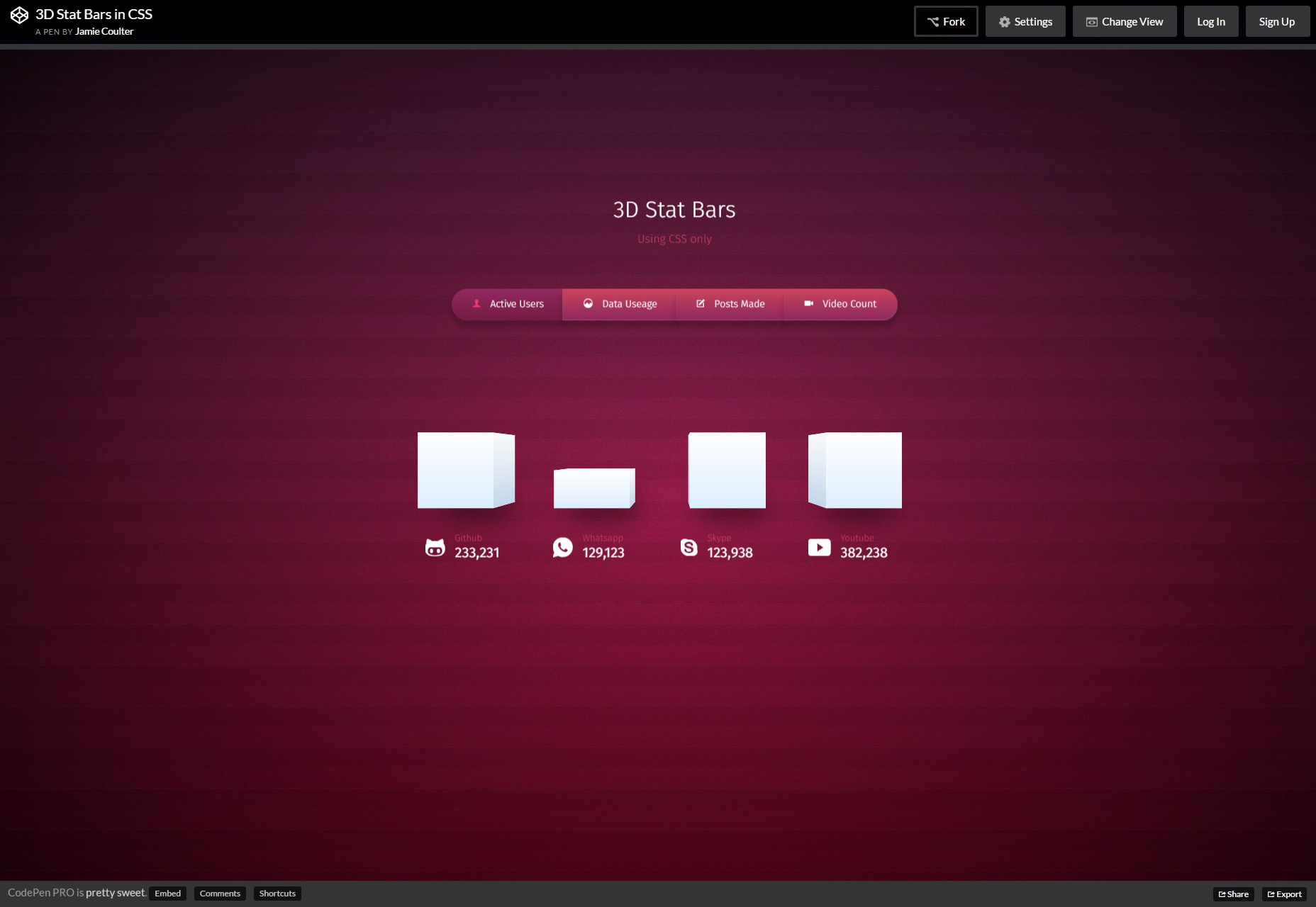 50+ fresh resources for designers, July 2016 3D Statistic CSS Bars