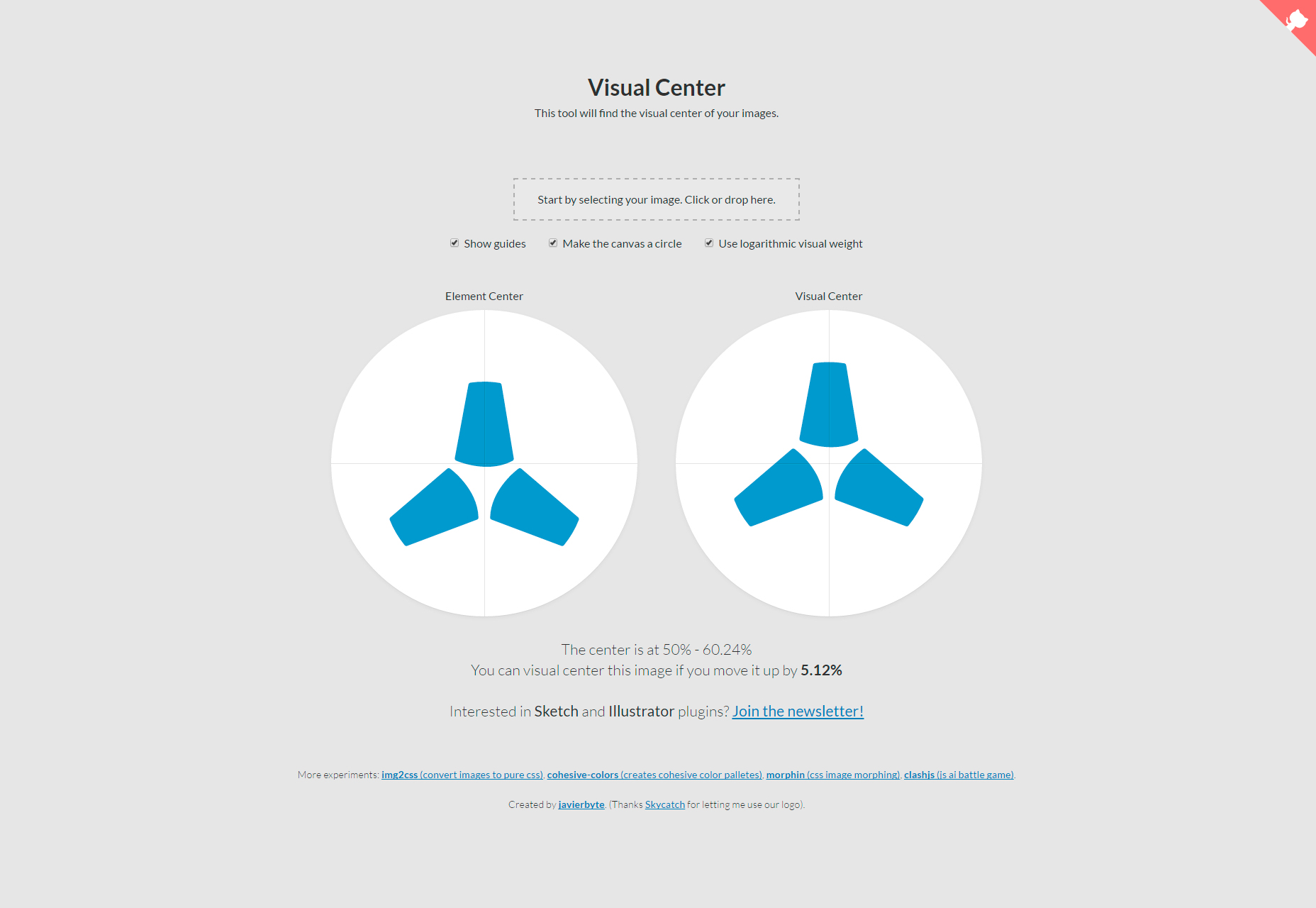 50+ fresh resources for designers, July 2016 Image Visual Center Tool
