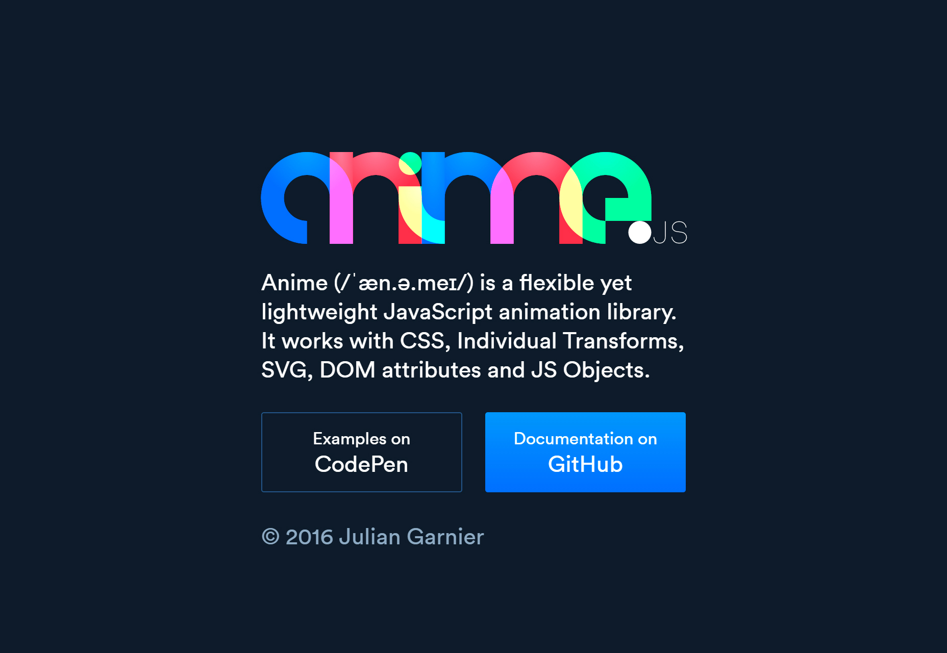 50+ fresh resources for designers, July 2016 Anime.js: Powerful JavaScript Animation Library