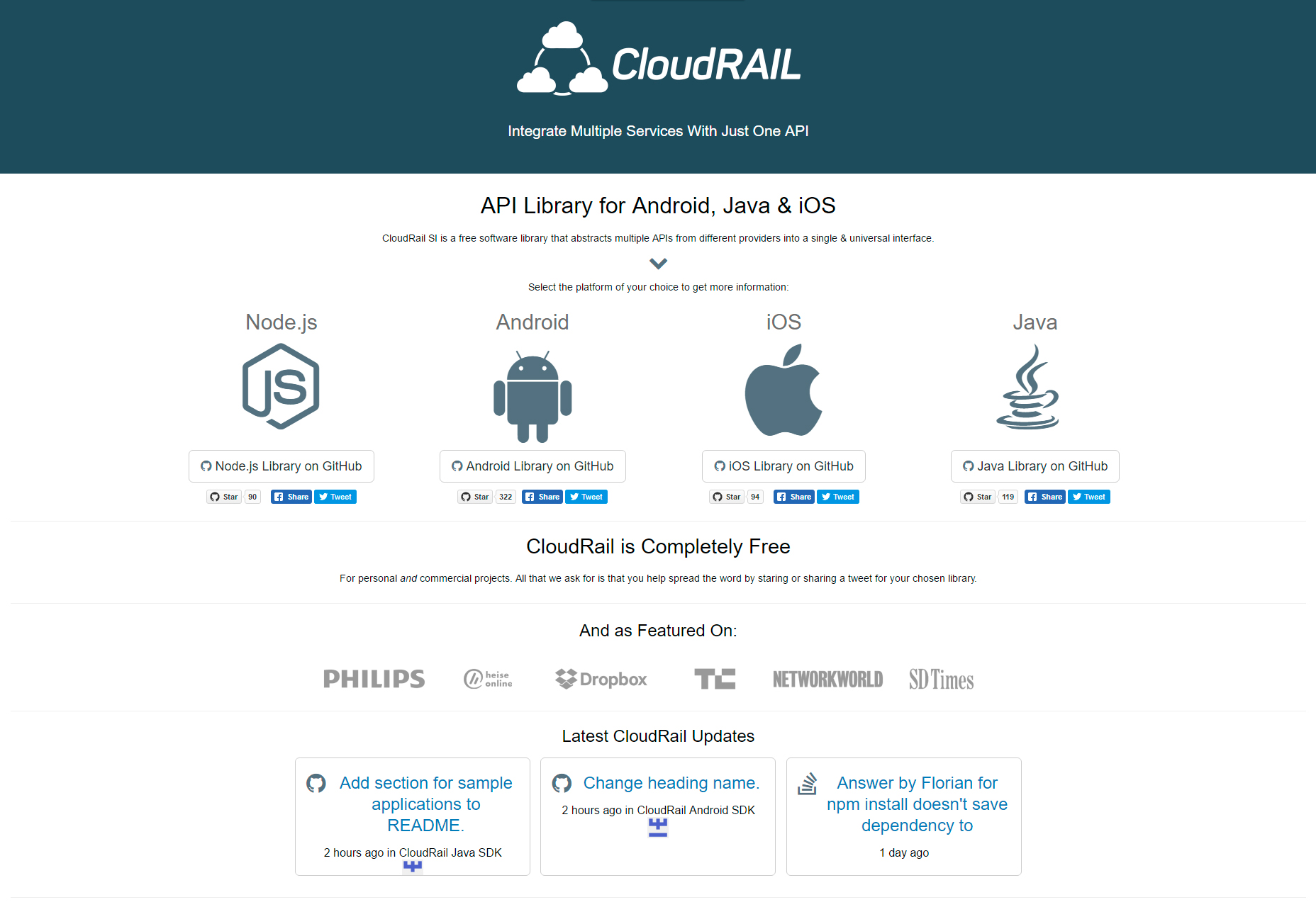 50+ fresh resources for designers, July 2016 CloudRail: Multi-platform Unified API