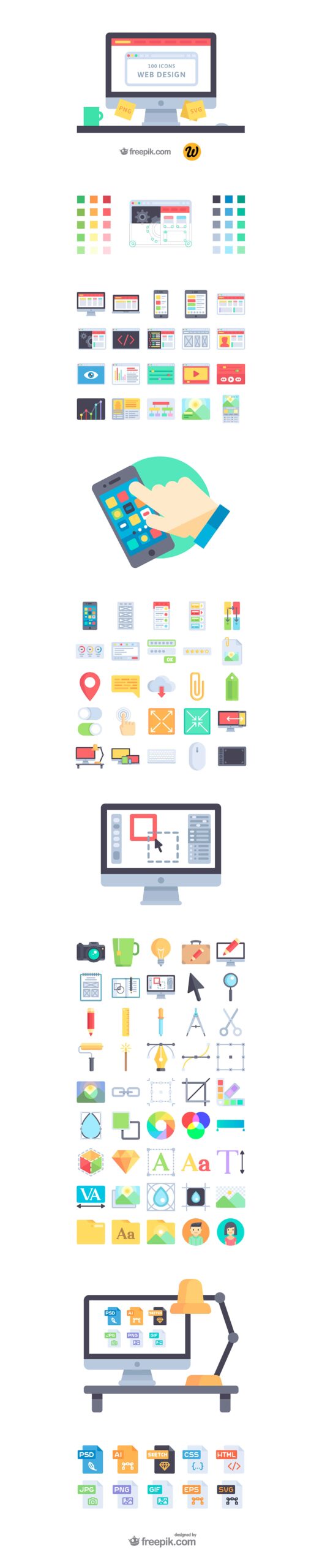 Free download: 100 Web Design Icons from freepik.com preview