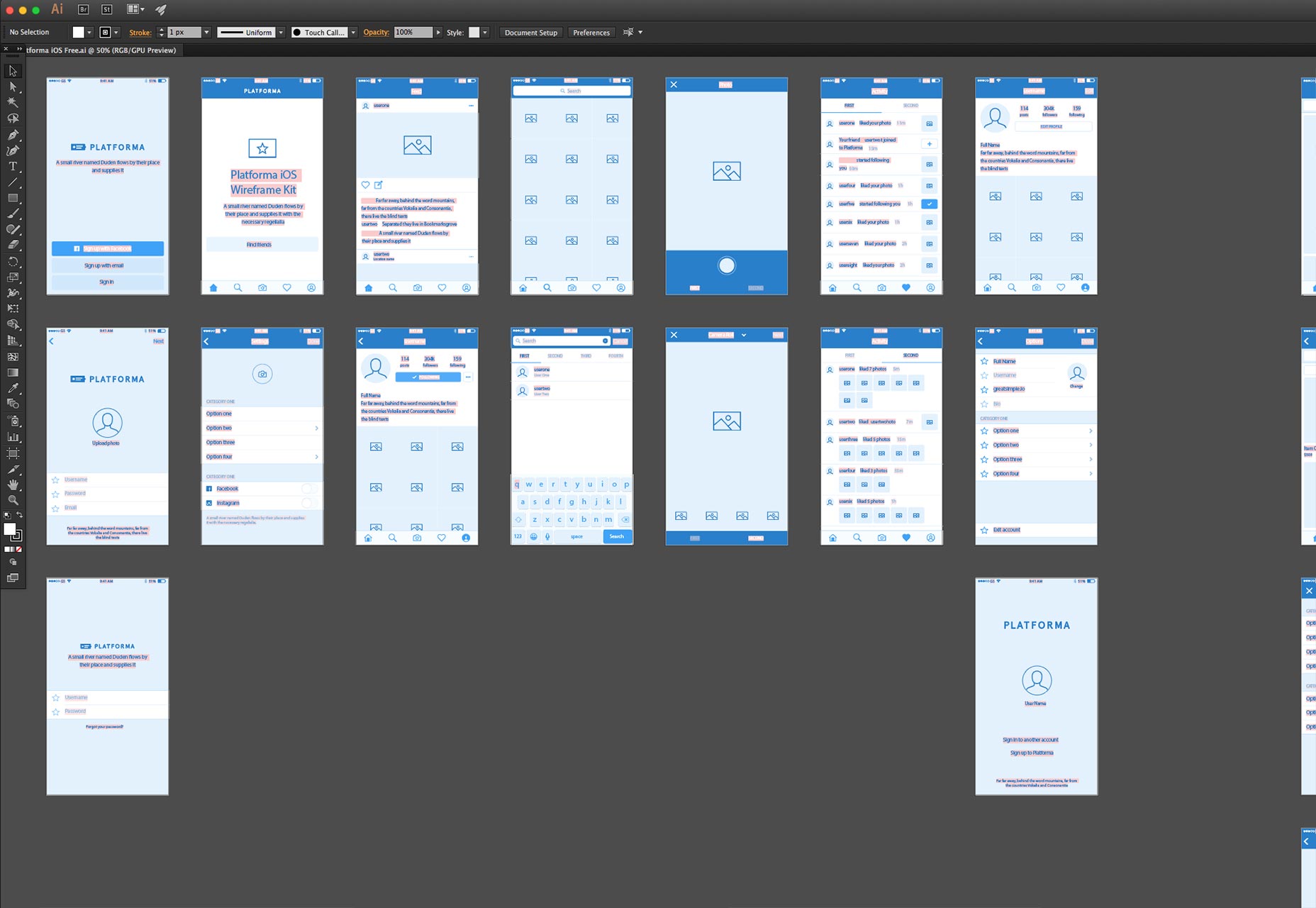 Free download: Platforma iOS and web wireframe kits preview_1