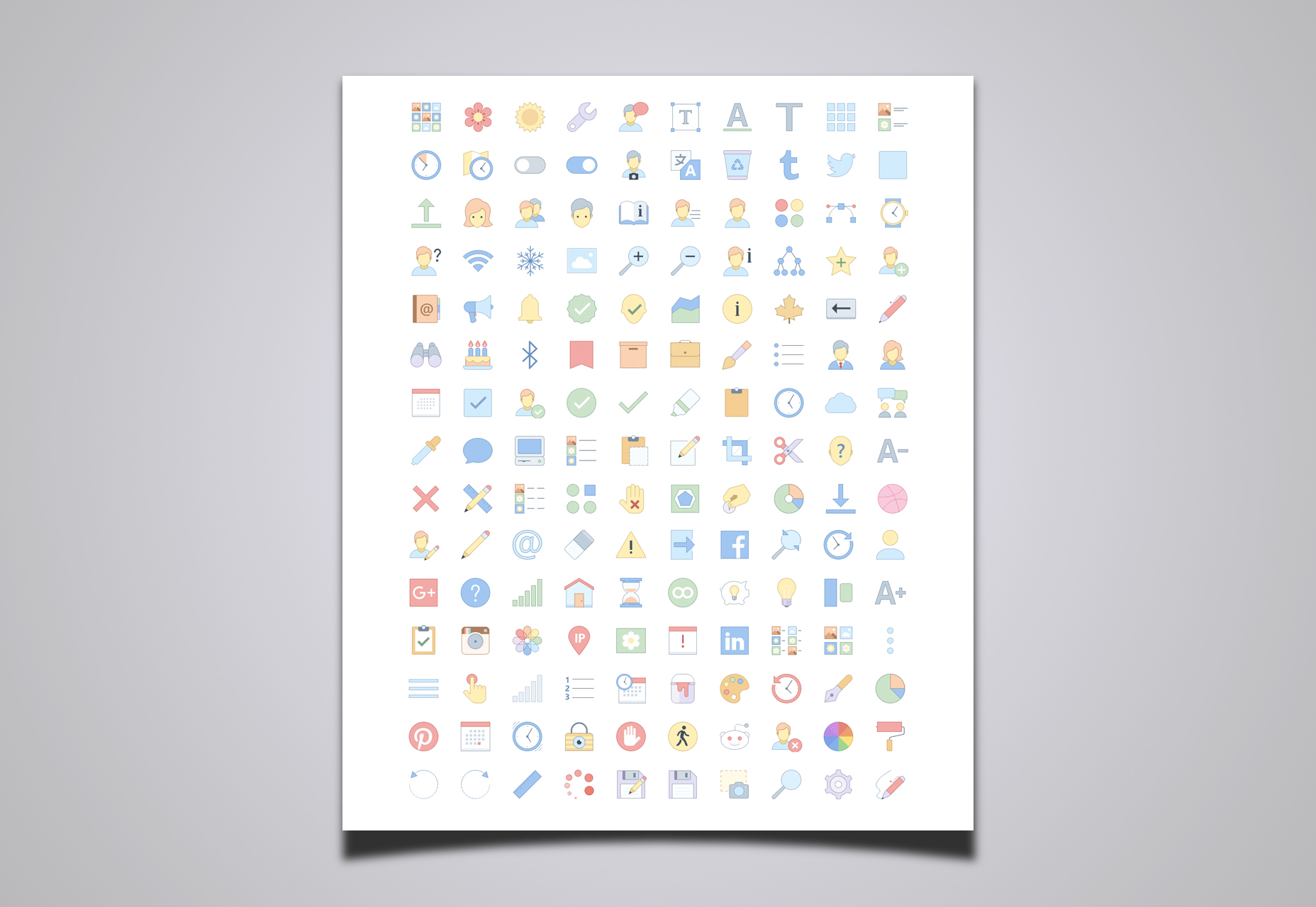 50 fresh resources designers, May 2016 Flat Office Vector Icons Set