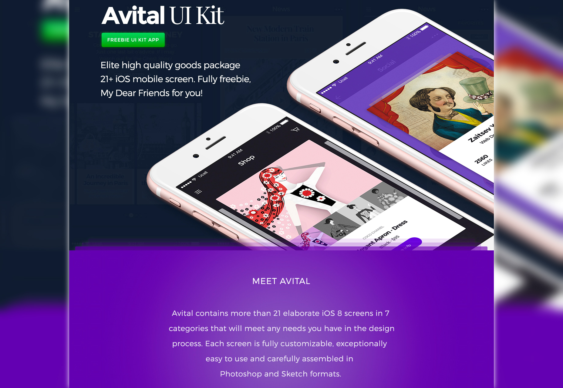 50 fresh resources designers, May 2016 Avital: Elite Mobile iOS UI Kit