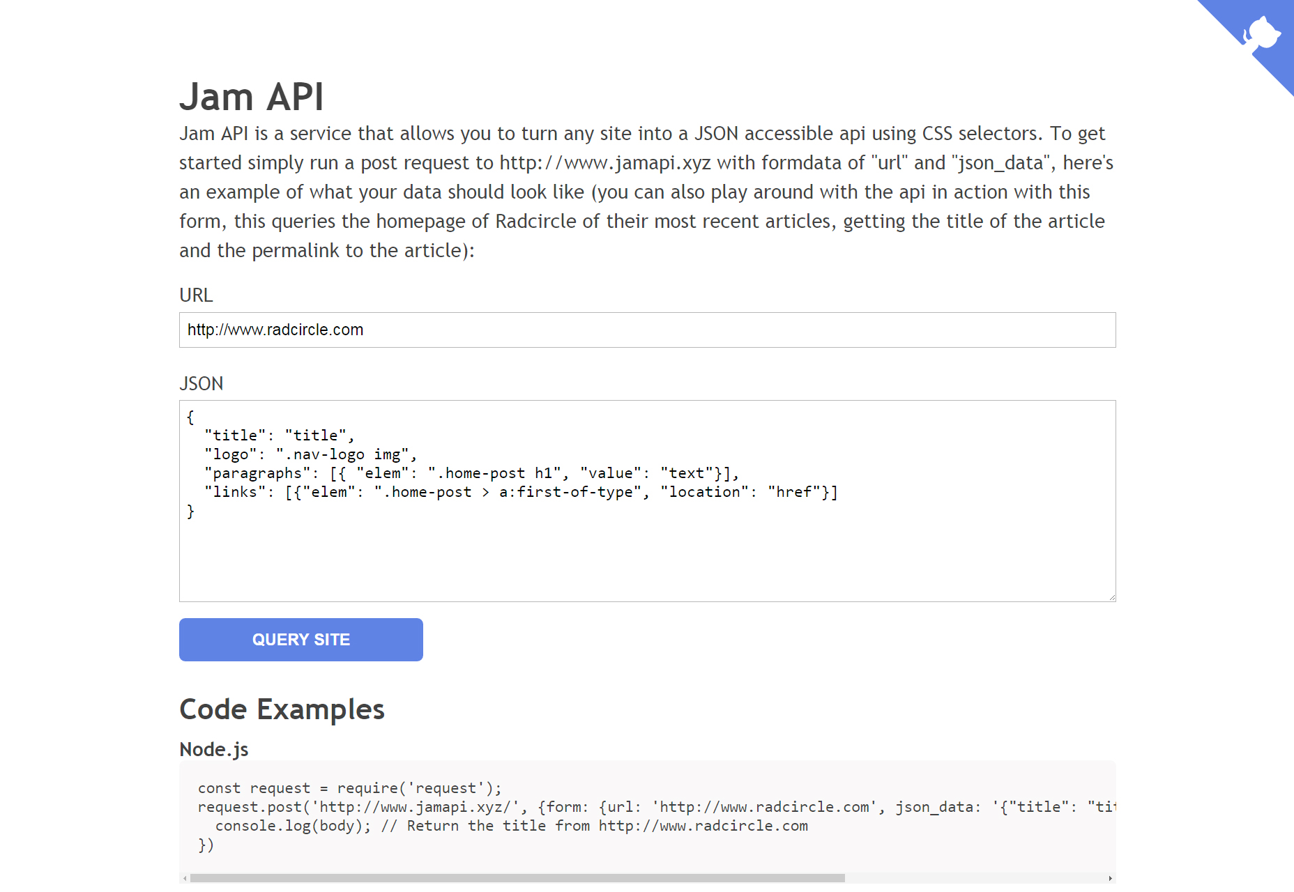 50 fresh resources designers, May 2016 Jam API: JSON Accessible Websites Using CSS Selectors