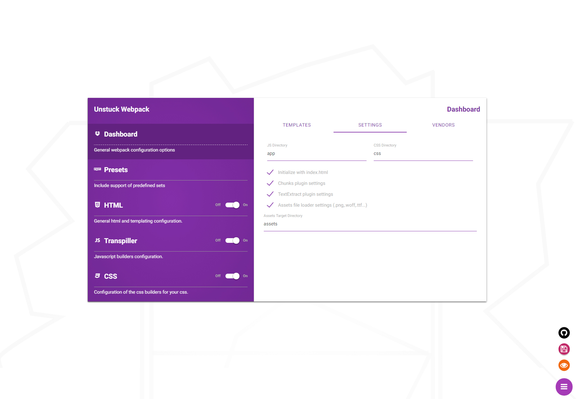 50 fresh resources designers, May 2016 Unstuck Webpack: Custom Webpack Creation GUI Tool