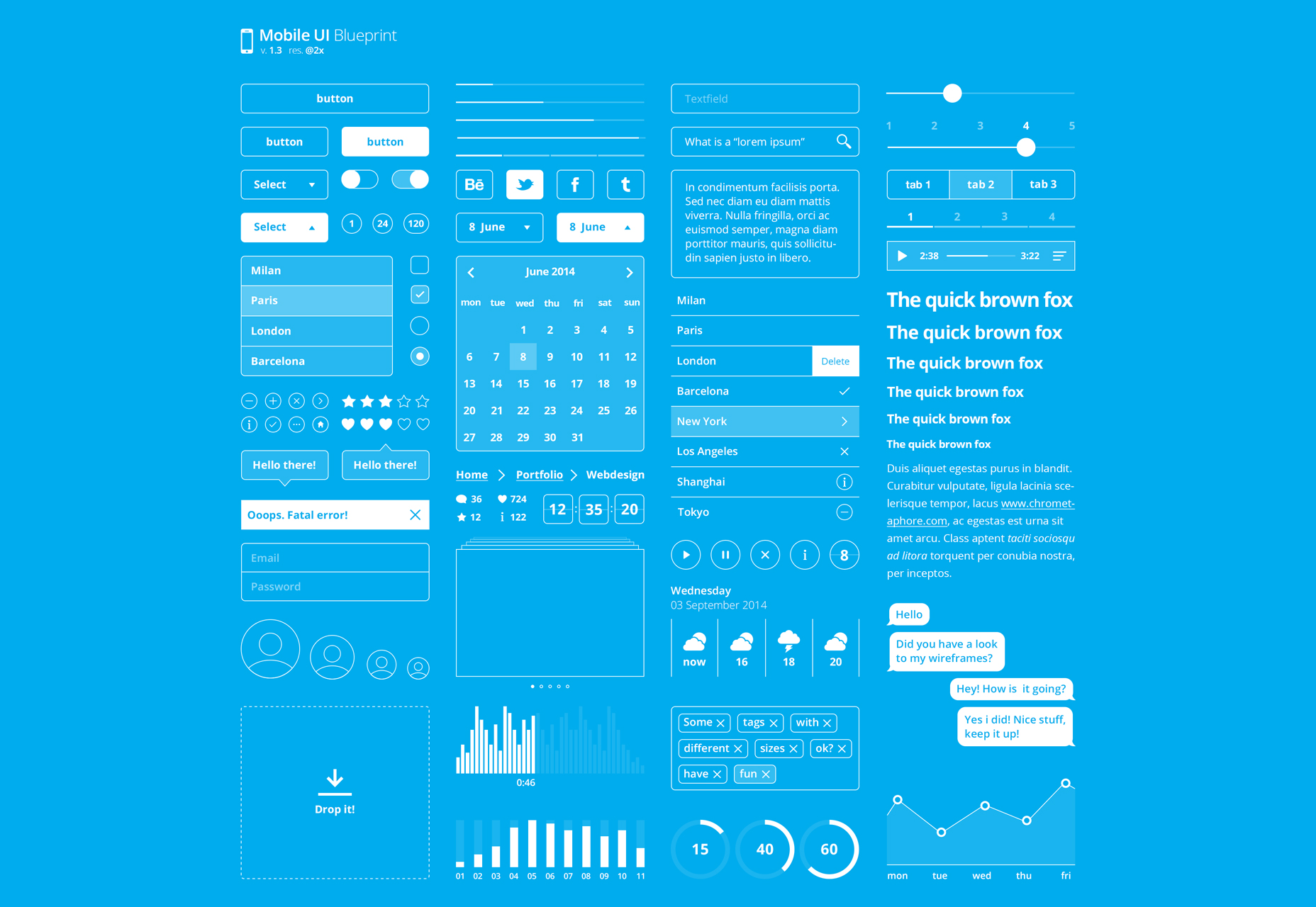 50+ fresh resources for designers, March 2016 Blueprint: Minimal Mobile PSD UI Kit