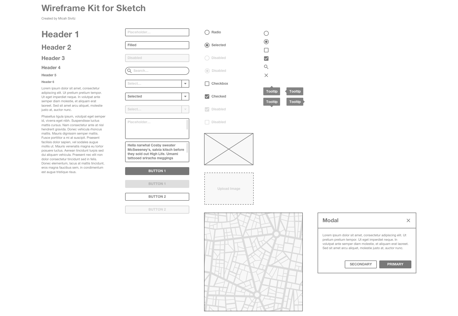 50+ fresh resources for designers, March 2016 Clean & Minimal Sketch Wireframe Kit