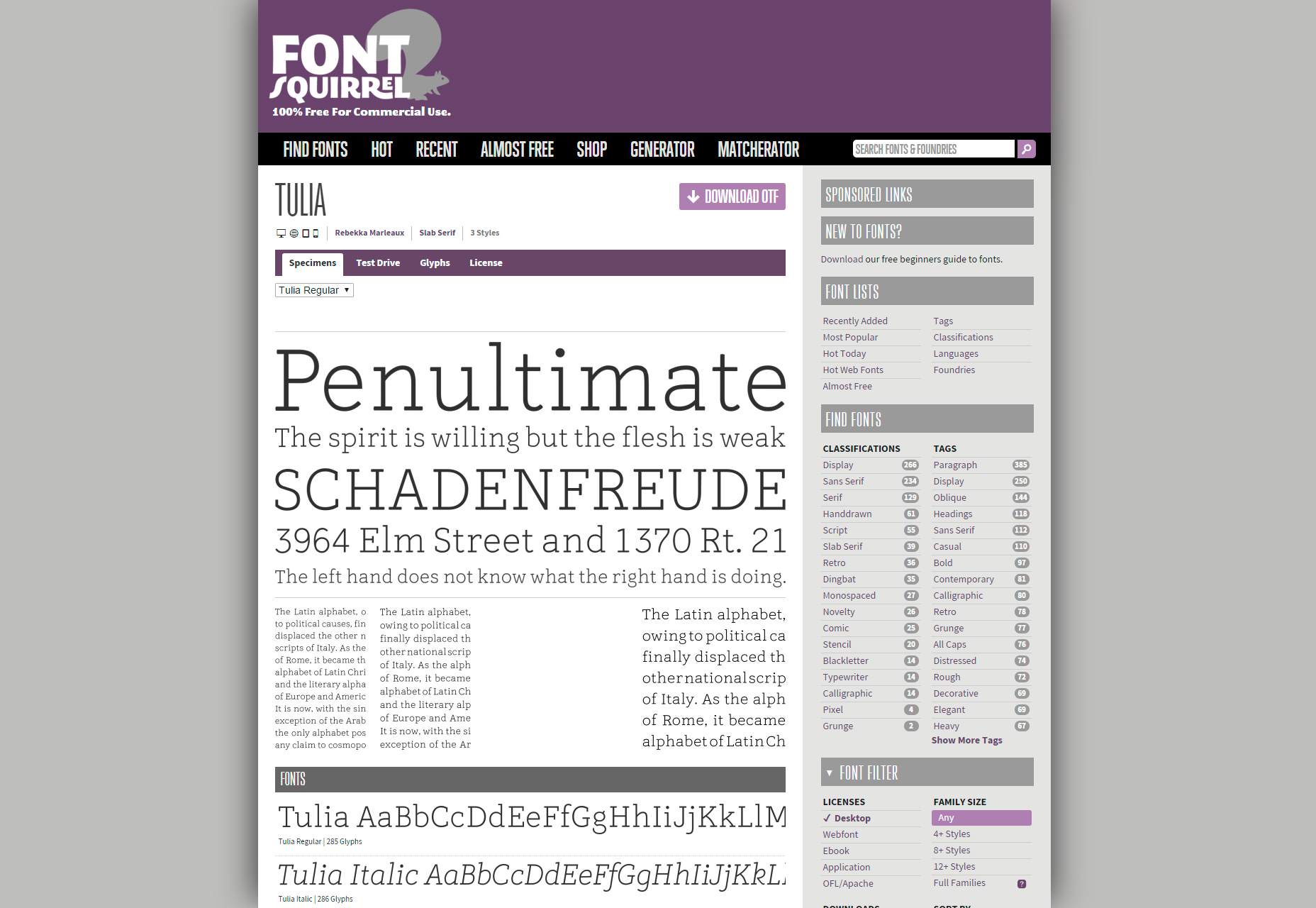 50+ fresh resources for designers, March 2016 Tulia: Serif Regular Typeface