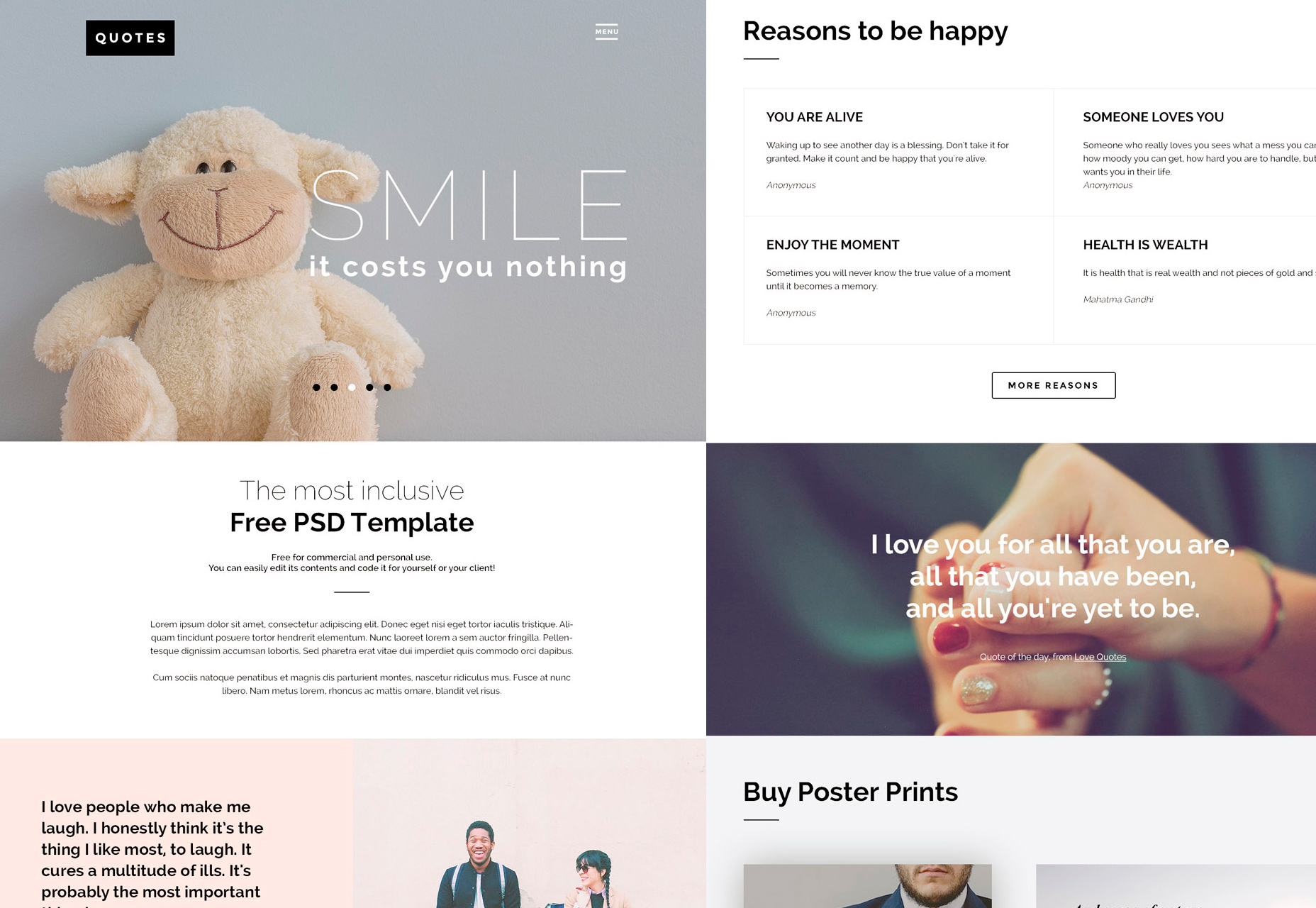 50+ fresh resources for designers, March 2016 QUOTES: Versatile PSD Website Template