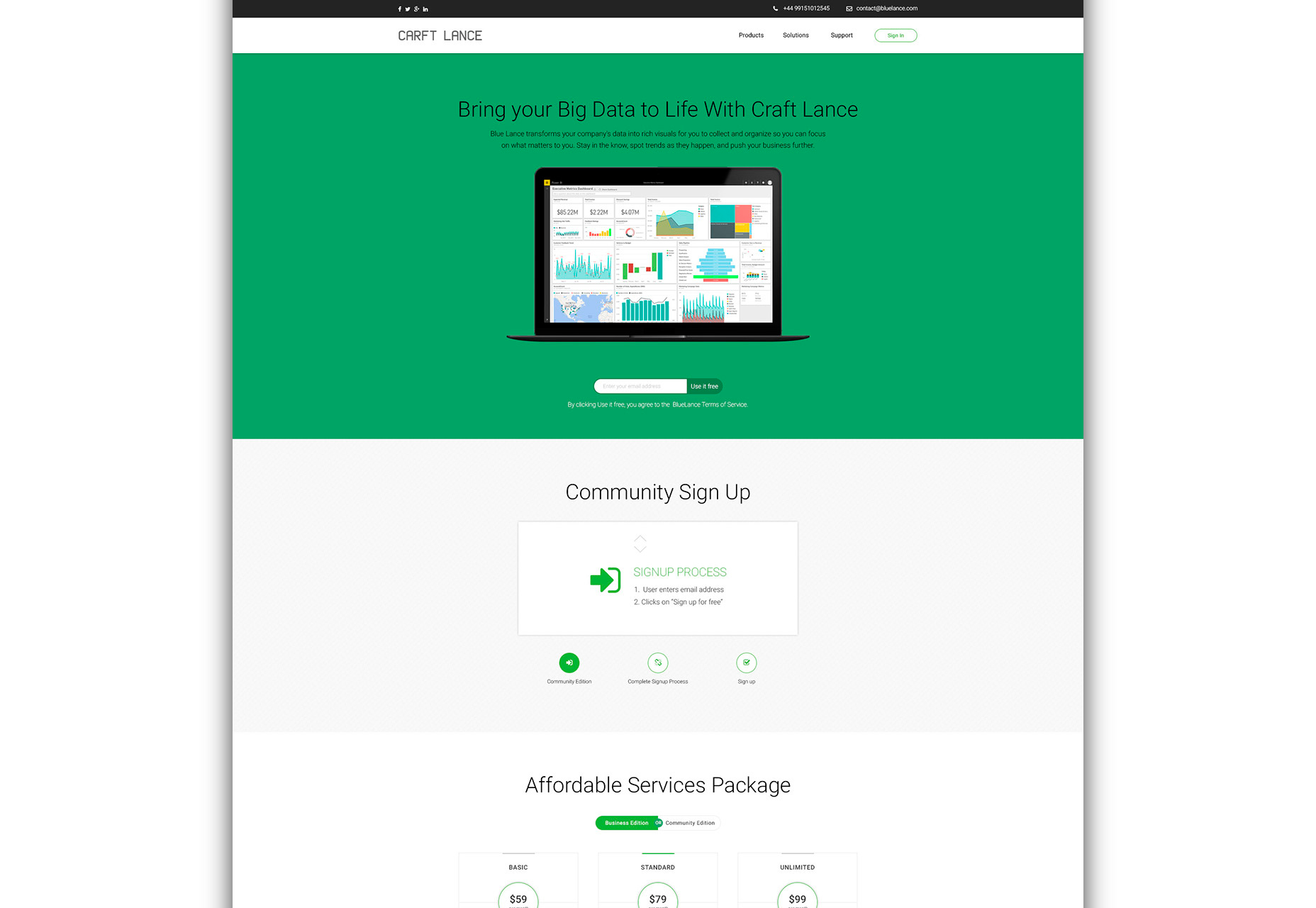 50+ fresh resources for designers, March 2016 Craft Lance: Modern & Clean One Page Template