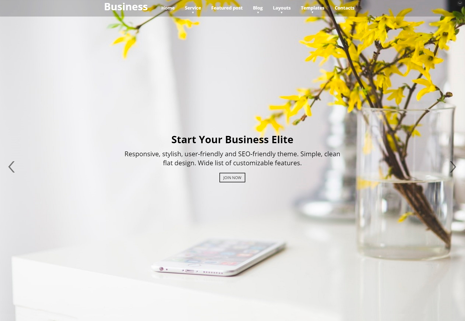 50+ fresh resources for designers, March 2016 Business Elite: Clean Parallax WordPress Theme