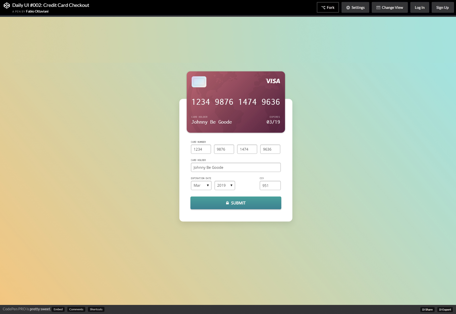 50+ fresh resources for designers, March 2016 Live Credit Card Mockup Checkout Form