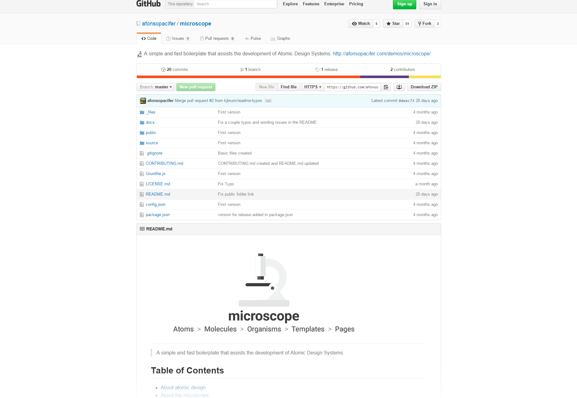 50+ fresh resources for designers, March 2016 Microscope: Atomic Design Systems Boilerplate