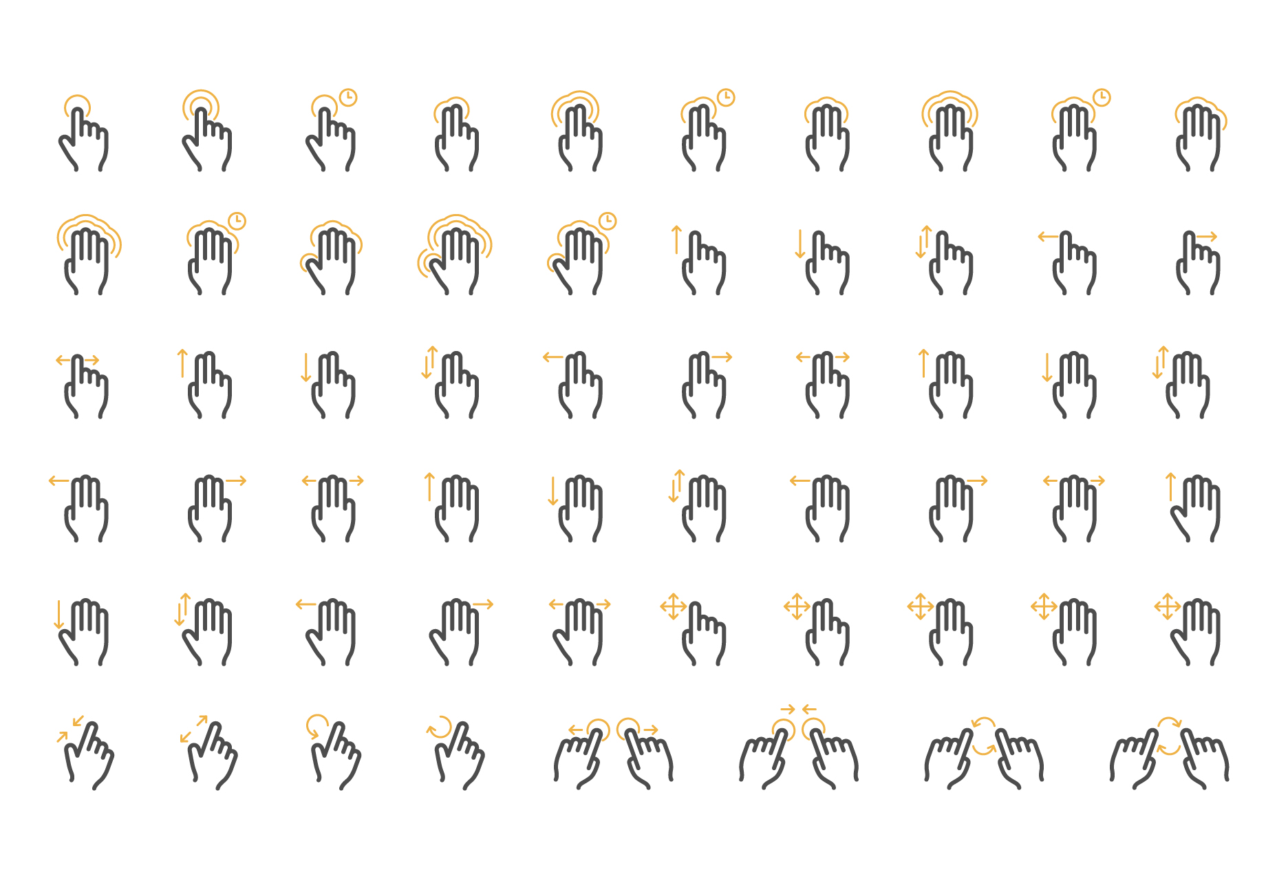 50+ fresh resources for designers, February 2016 Multi-Touch Gesture Vector Icons Set