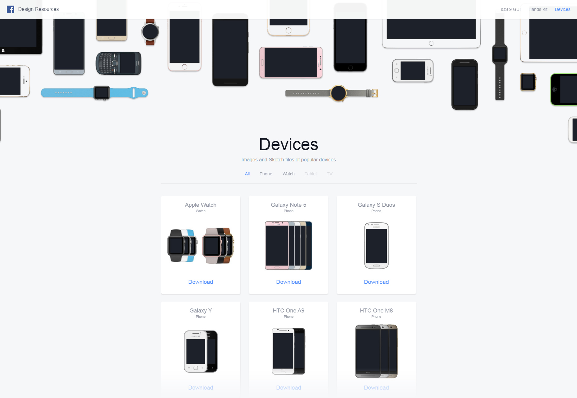 50+ fresh resources for designers, February 2016 Facebook's Devices Design Resources