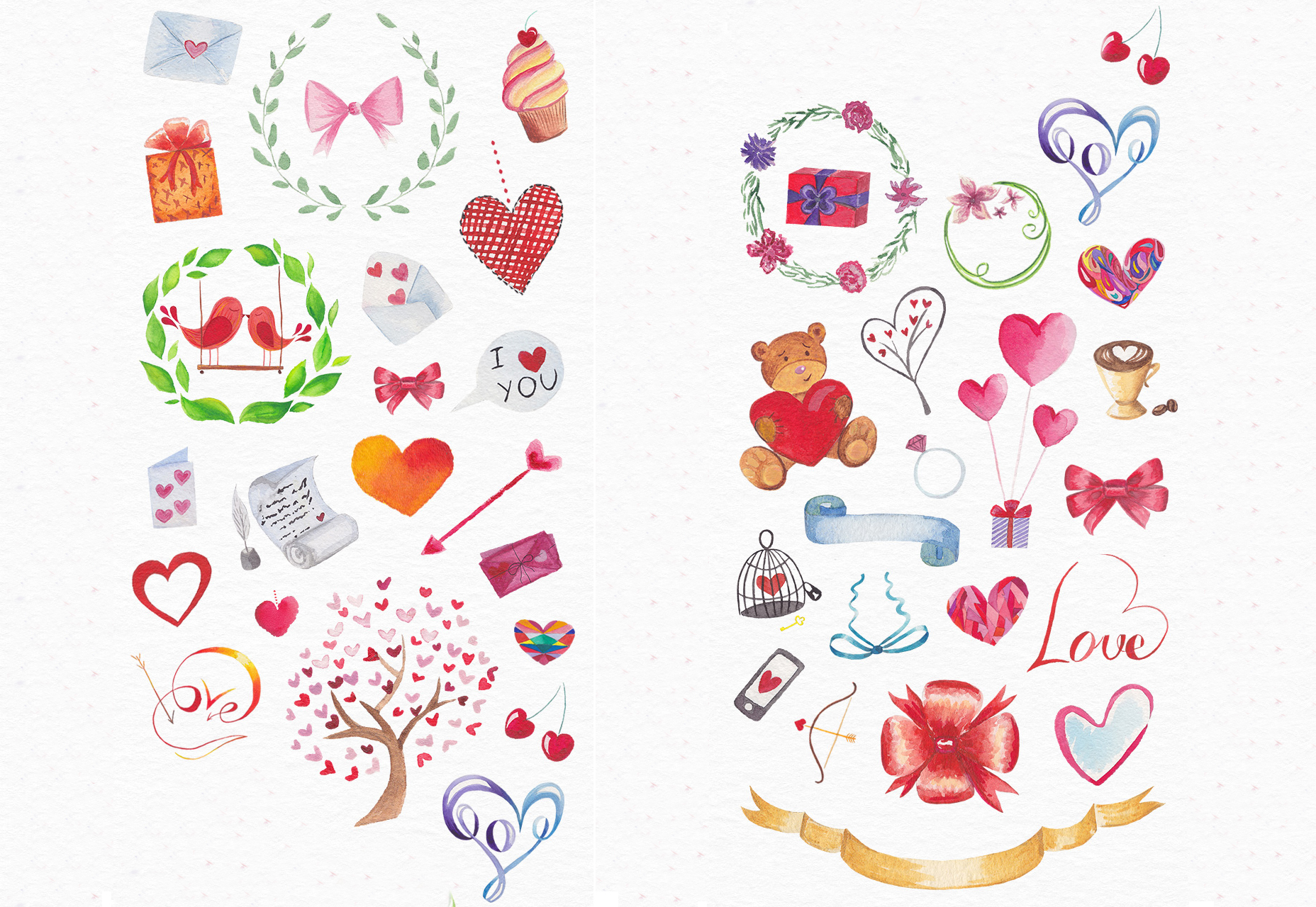 50+ fresh resources for designers, February 2016 Valentine's Watercolor Pack