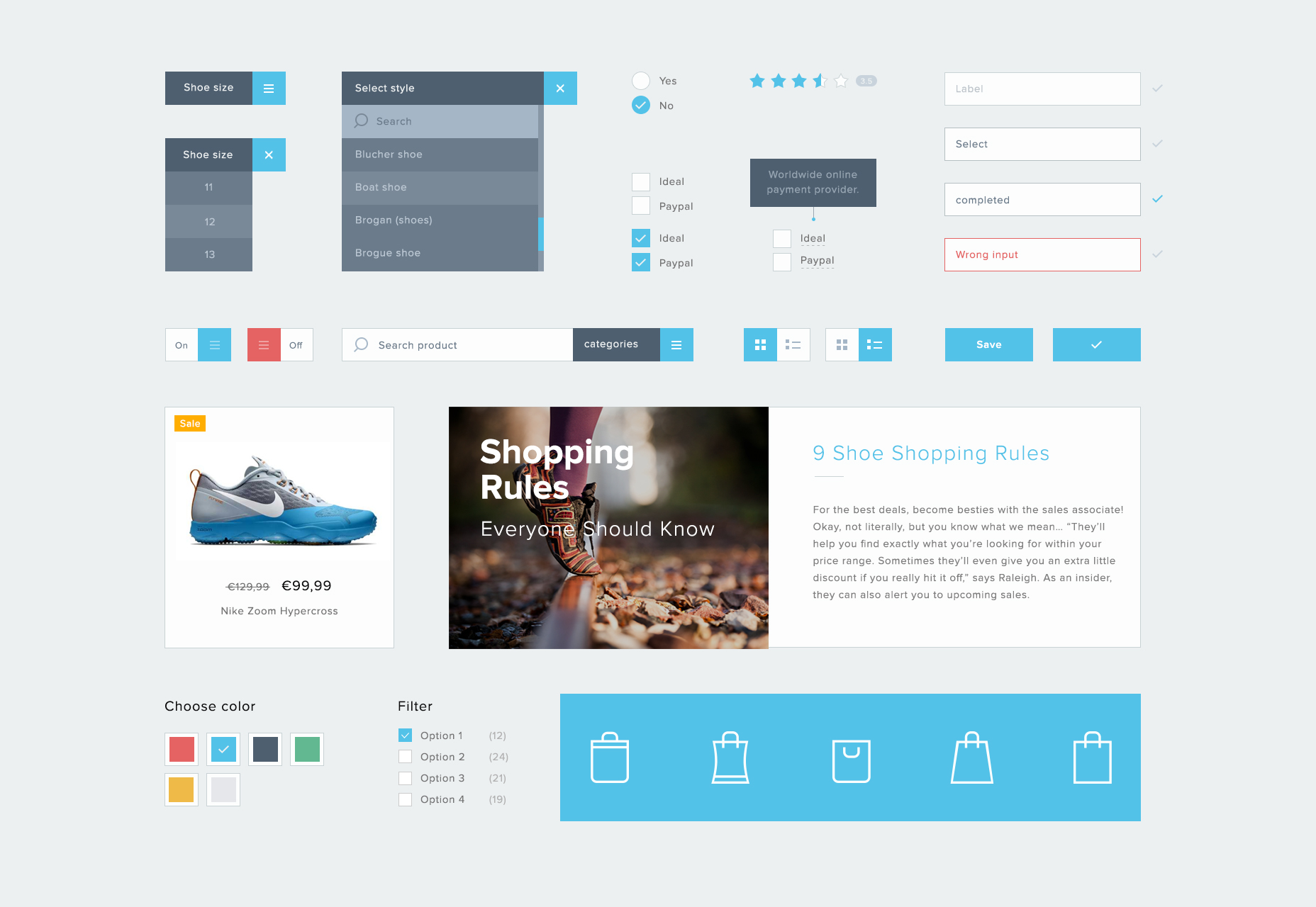 50+ fresh resources for designers, February 2016 Minimal ECommerce PSD UI Kit