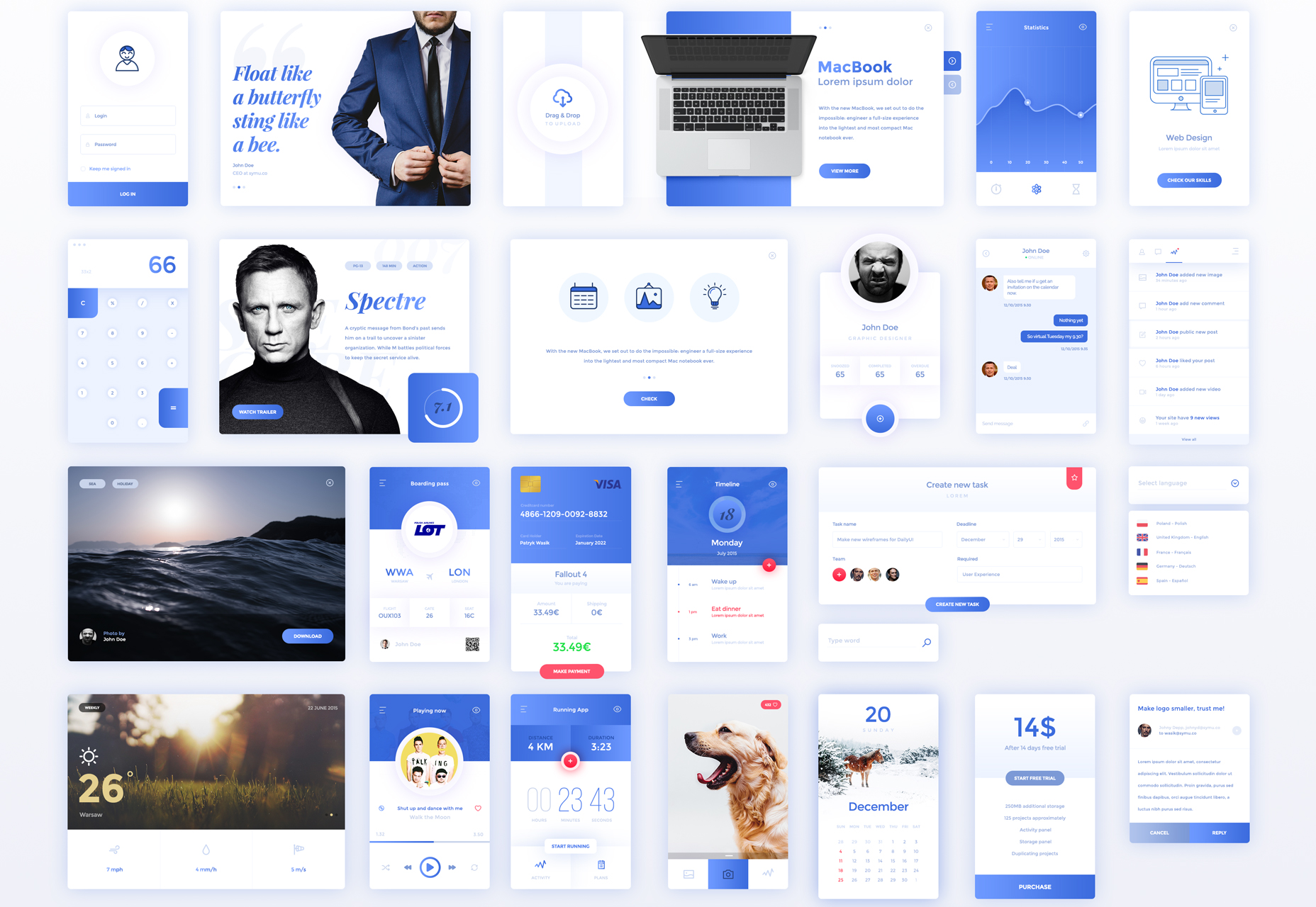 50+ fresh resources for designers, February 2016 Winter Inspired Mobile UI Kit