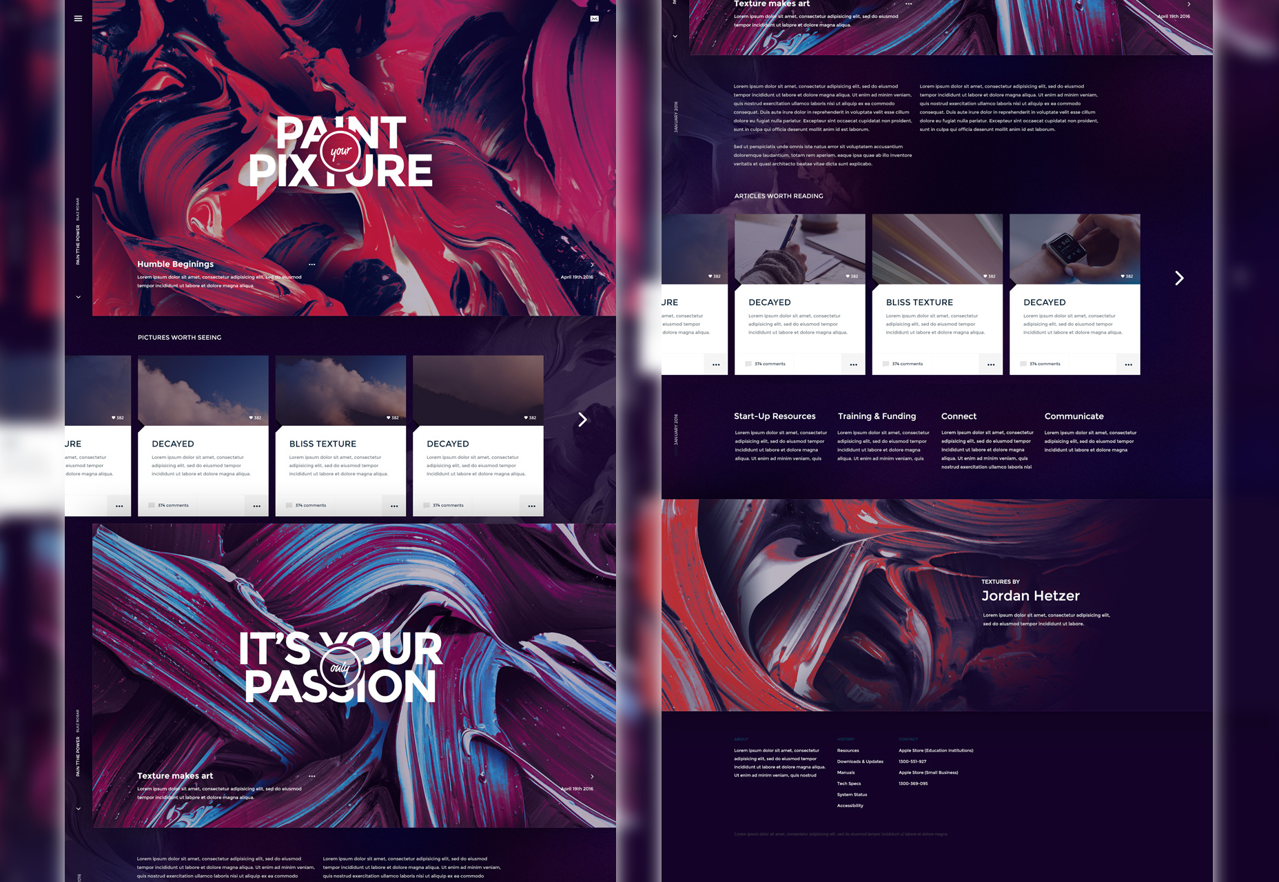 50+ fresh resources for designers, February 2016 Pixture: Artistic PSD Website Template