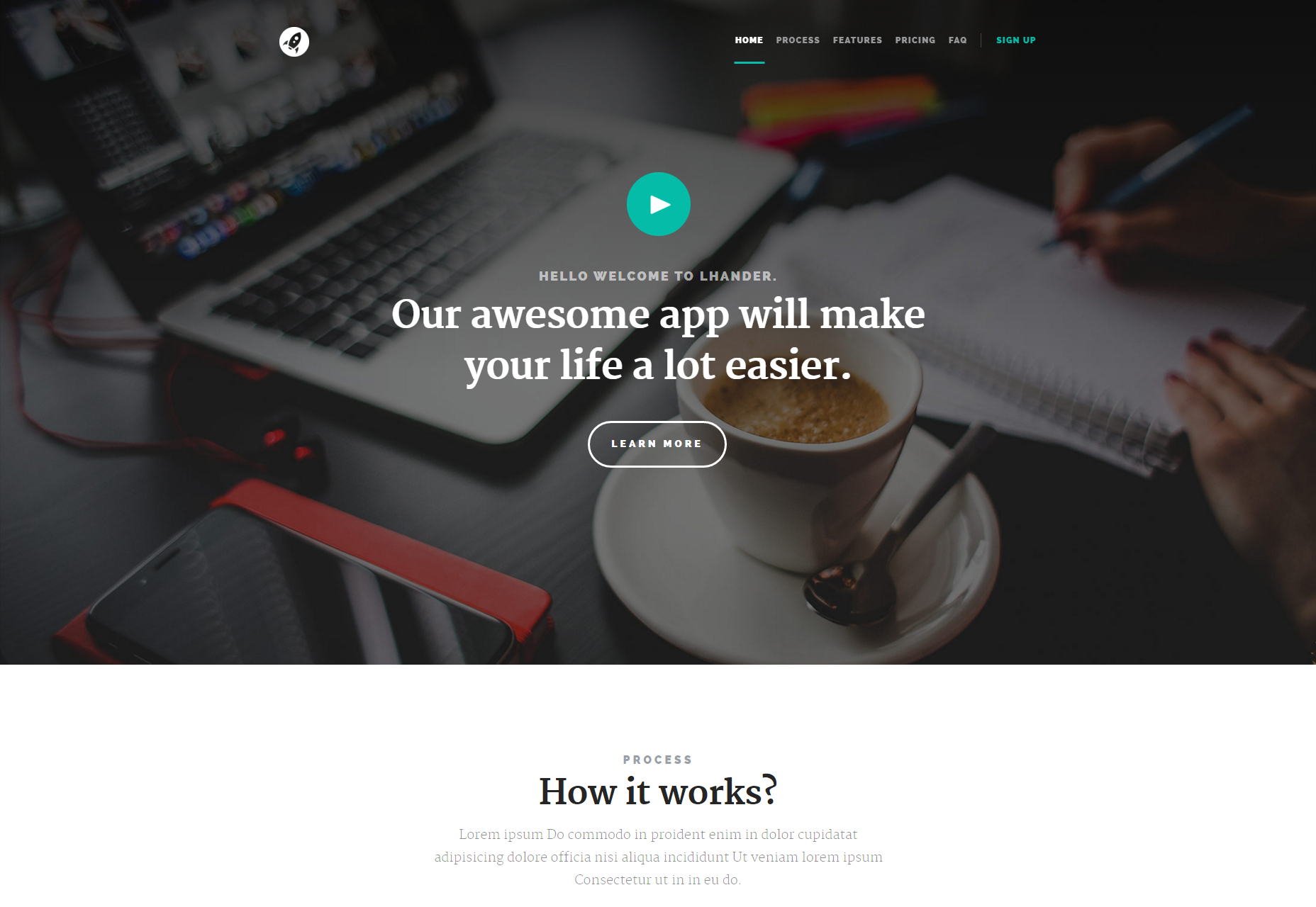50+ fresh resources for designers, February 2016 Lhander: Modern Landing Page HTML Template