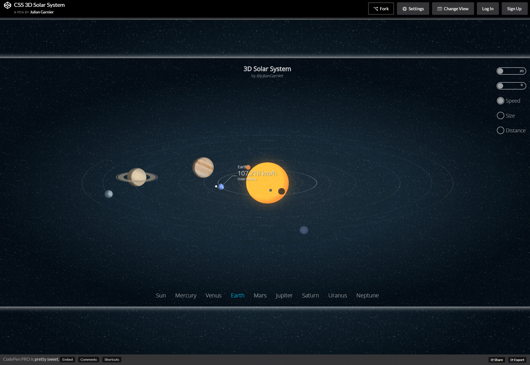 50+ fresh resources for designers, February 2016 CSS 3D Solar System