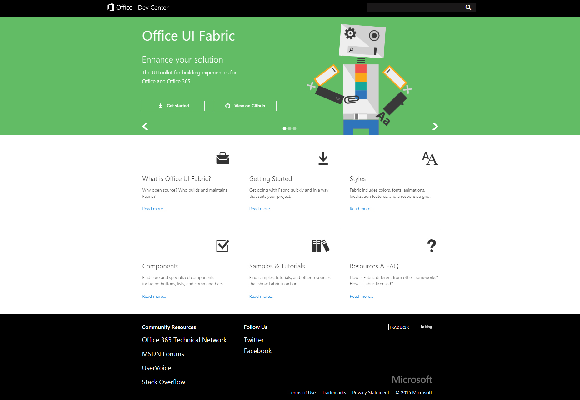 50+ fresh resources for designers, February 2016 Fabric: Office 365 Experience Building UI Toolkit