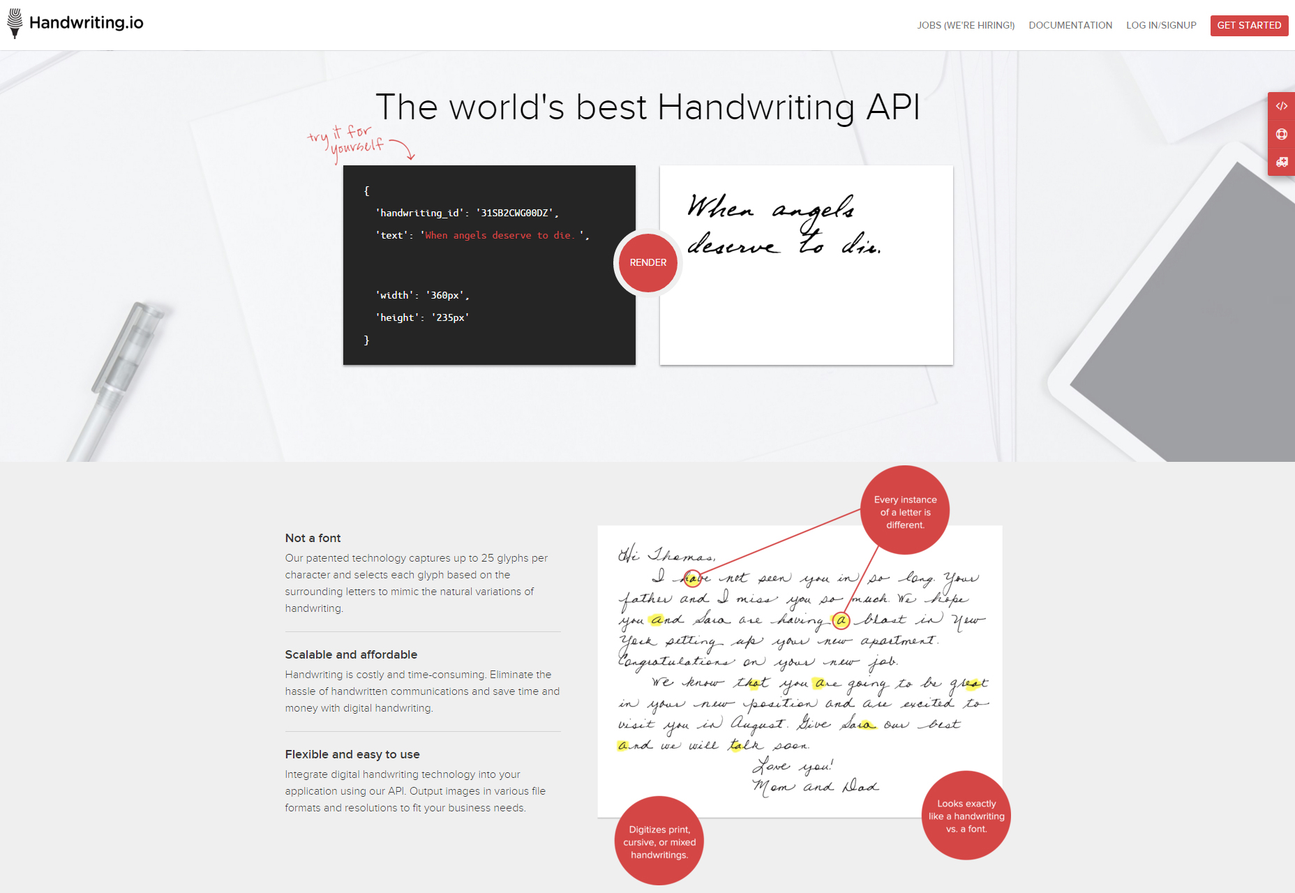 50+ fresh resources for designers, February 2016 Handwriting.io: Realistic Looking Handwriting API