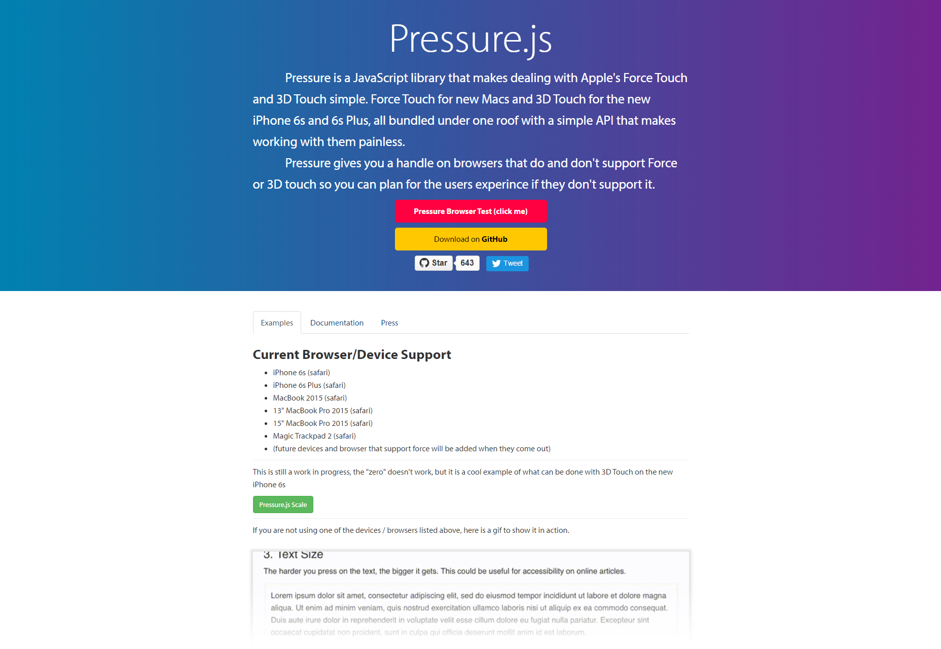 50+ fresh resources for designers, February 2016 Pressure: Single API Force & 3D Touch JavaScript Library