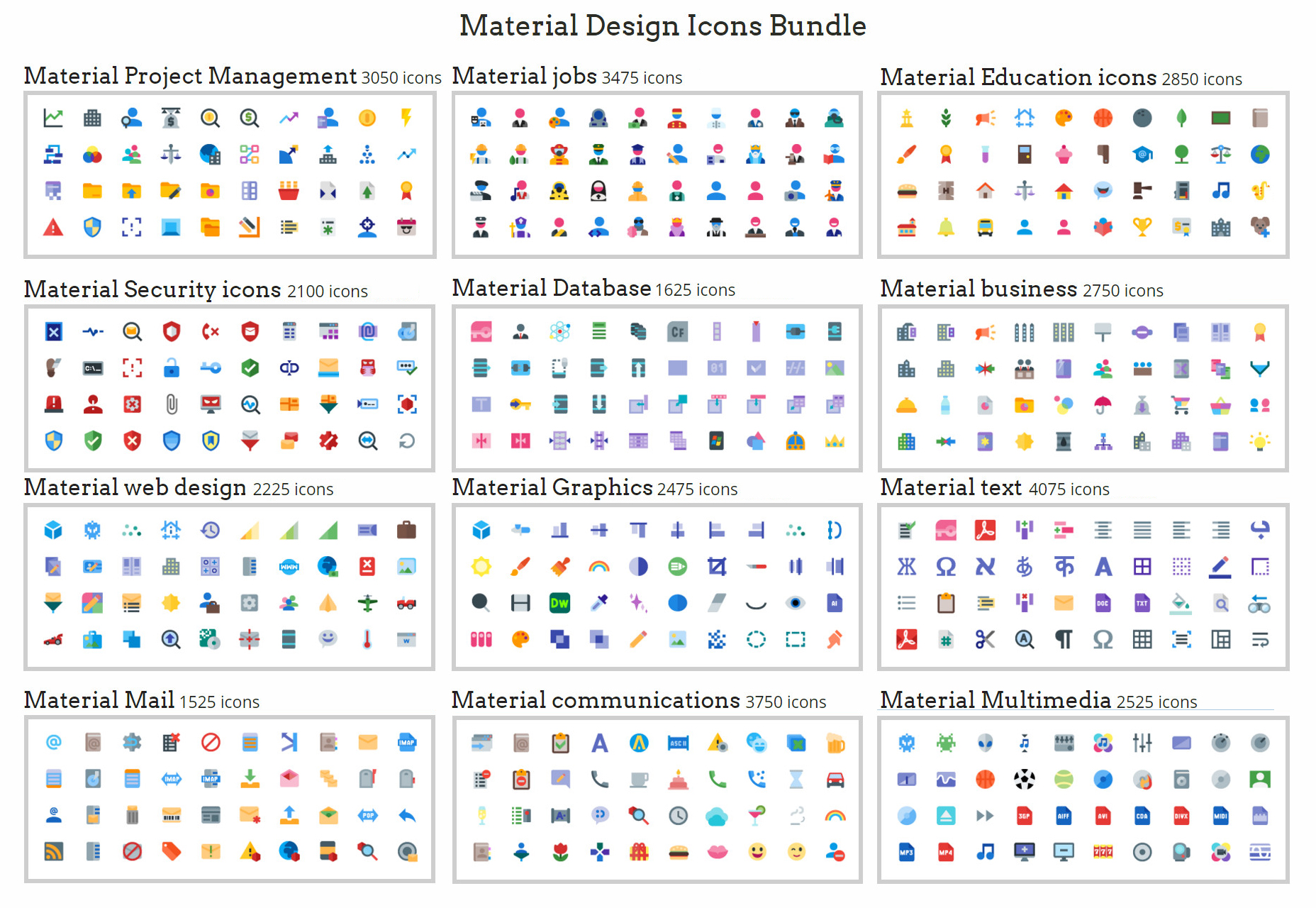 50+ fresh resources for designers, January 2016 Humongous Multi-set Material Icons Bundle