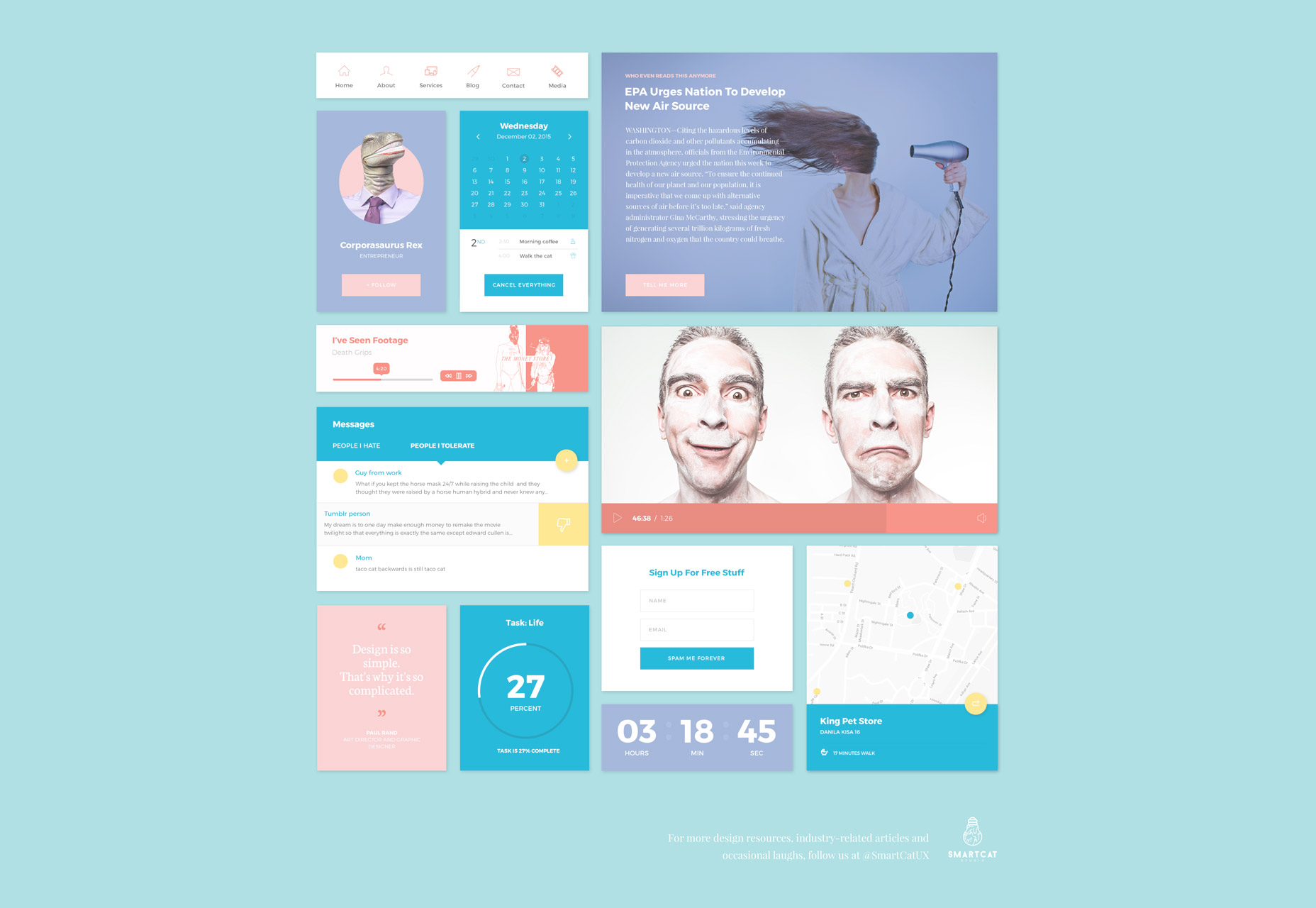 50+ fresh resources for designers, January 2016 Pantone: Flat Web UI Kit