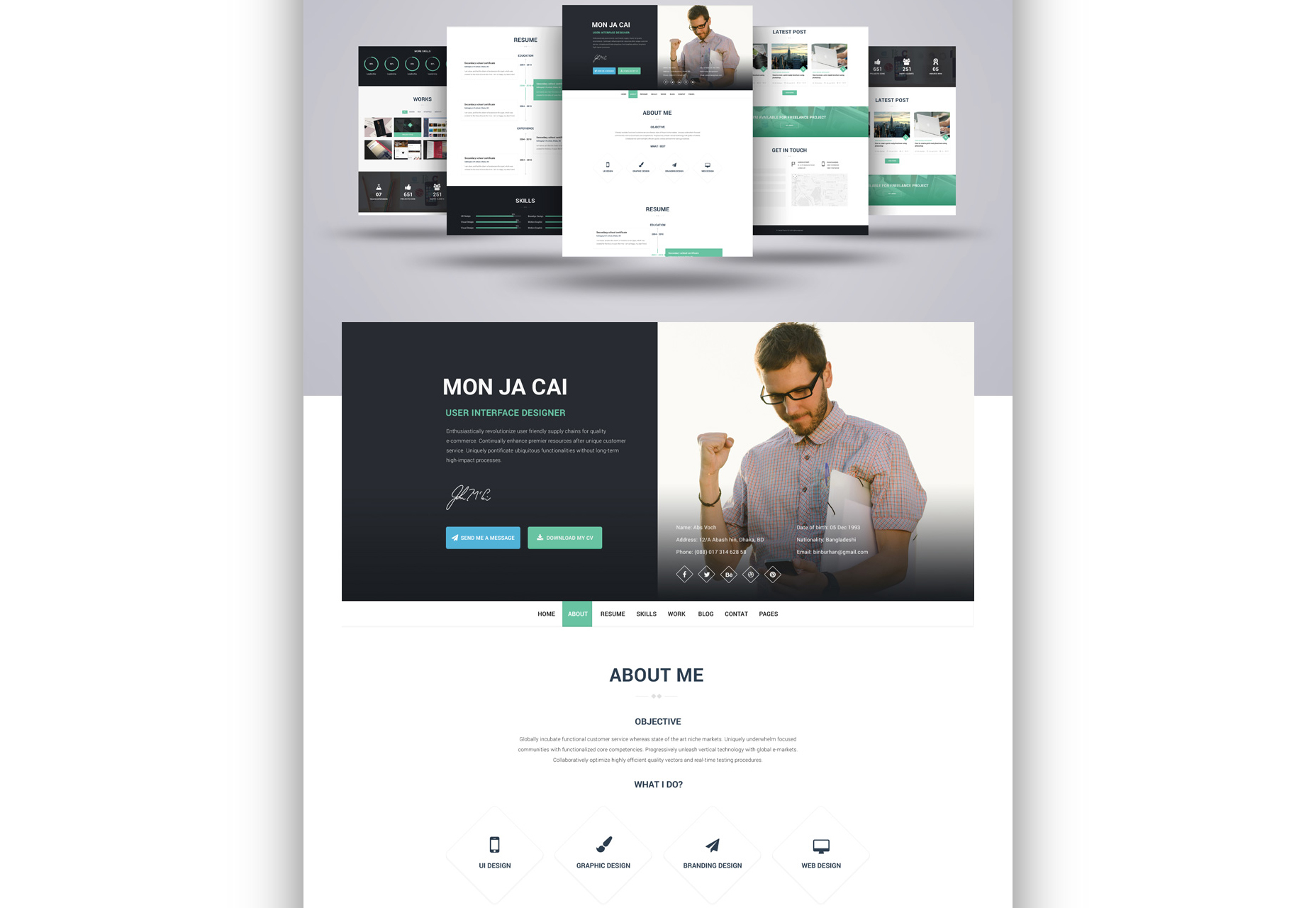 50+ fresh resources for designers, January 2016 I AM X: Web Resume PSD Template