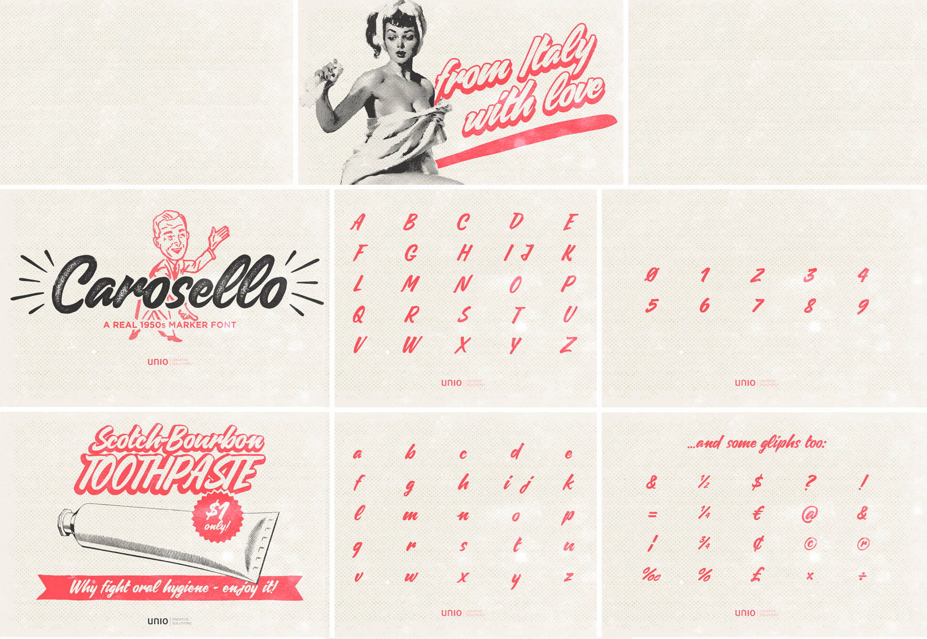 50+ fresh resources for designers, January 2016 Carosello: Vintage 50's Style Poster Script Font