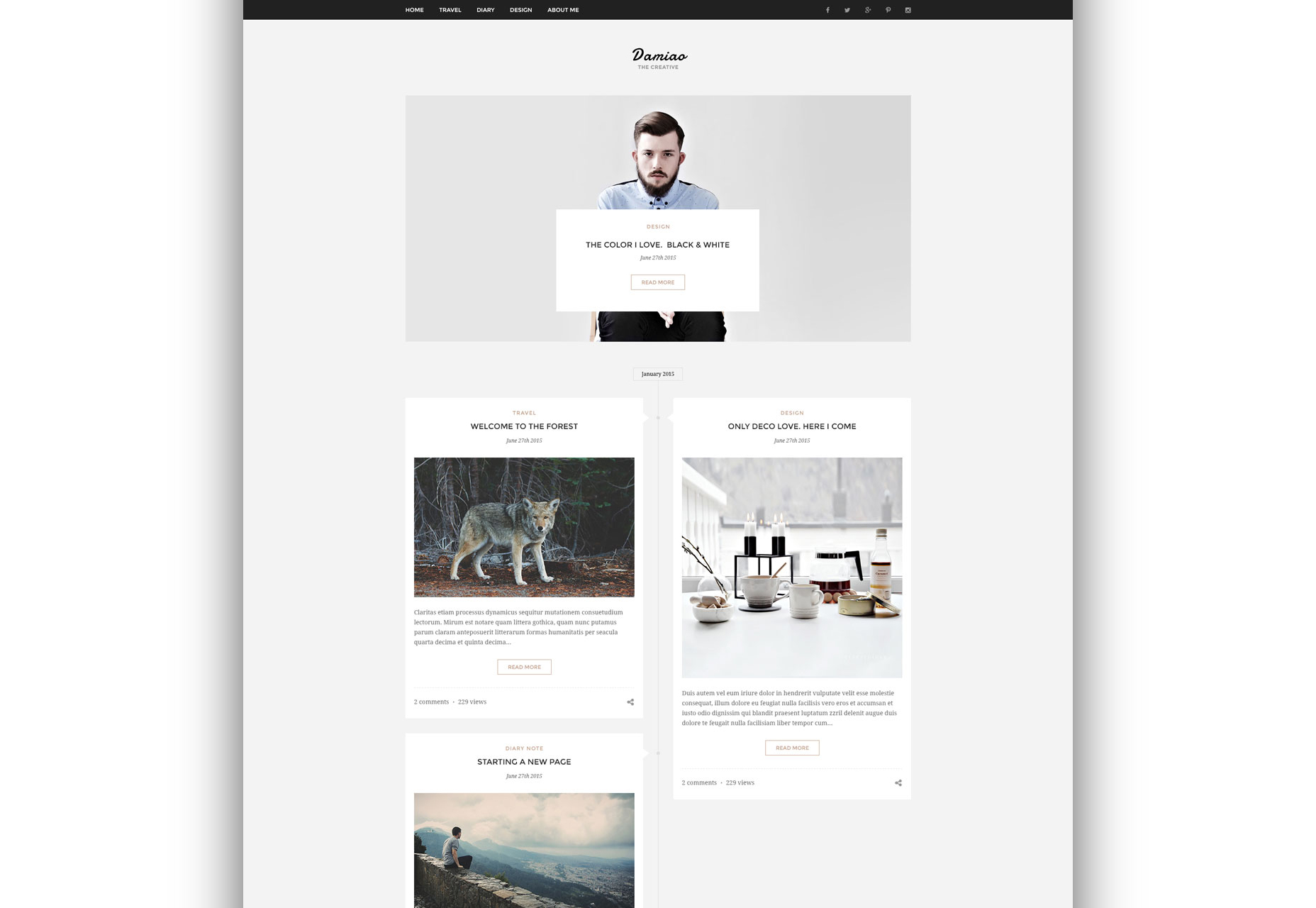 50+ fresh resources for designers, January 2016 Damiao: Clean and Minimal Multi-layout PSD Template