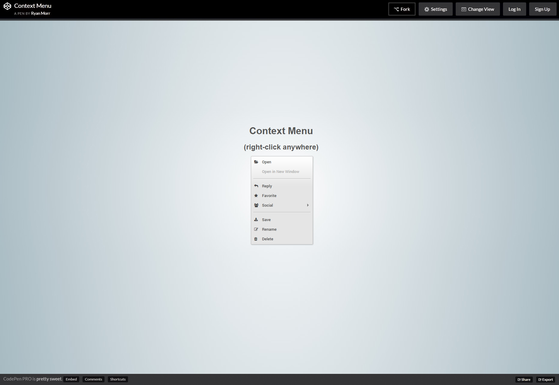 50+ fresh resources for designers, January 2016 Snippet for Customizable Context Menu