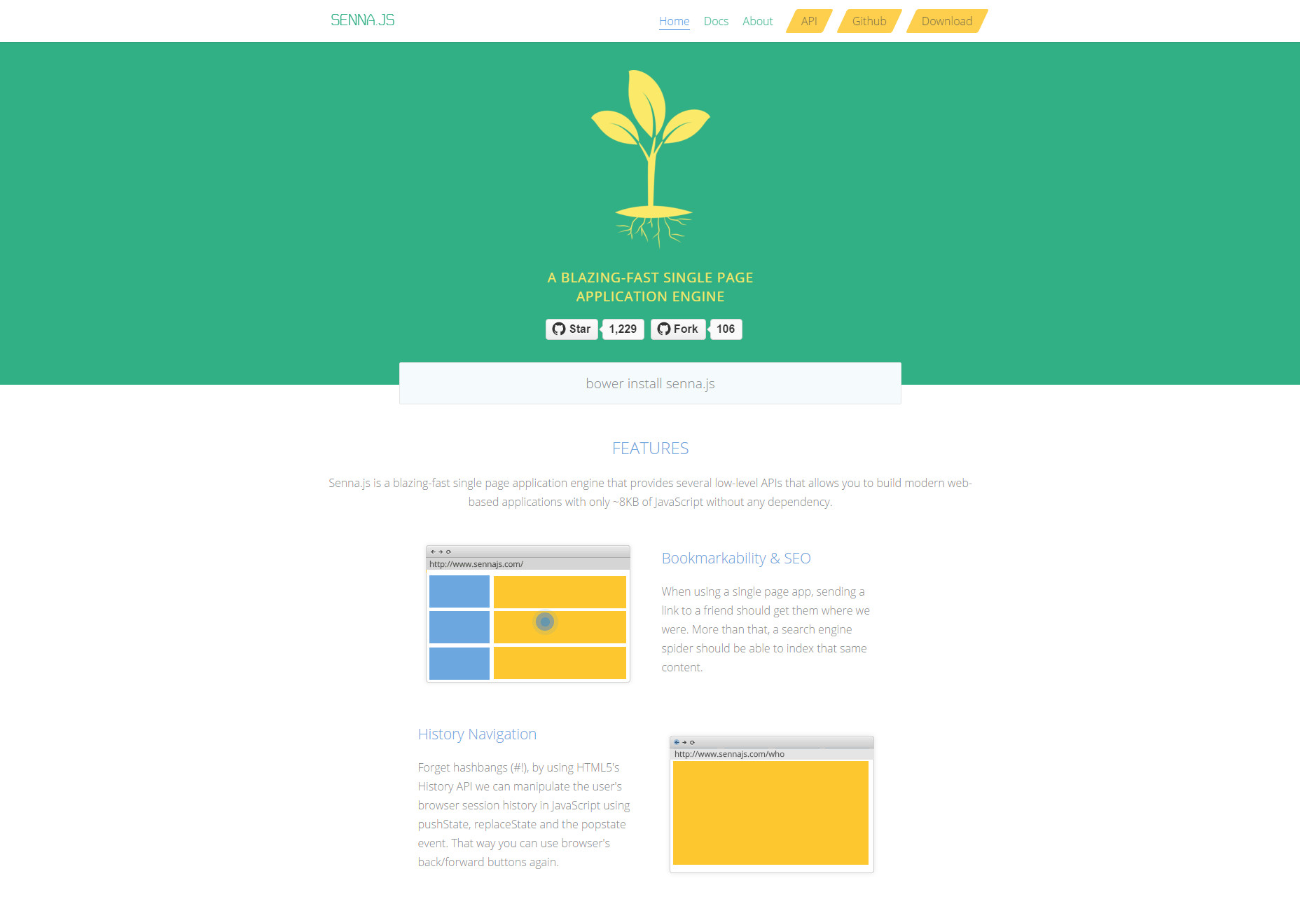 50+ fresh resources for designers, January 2016 Senna.js: Single Page Application Engine