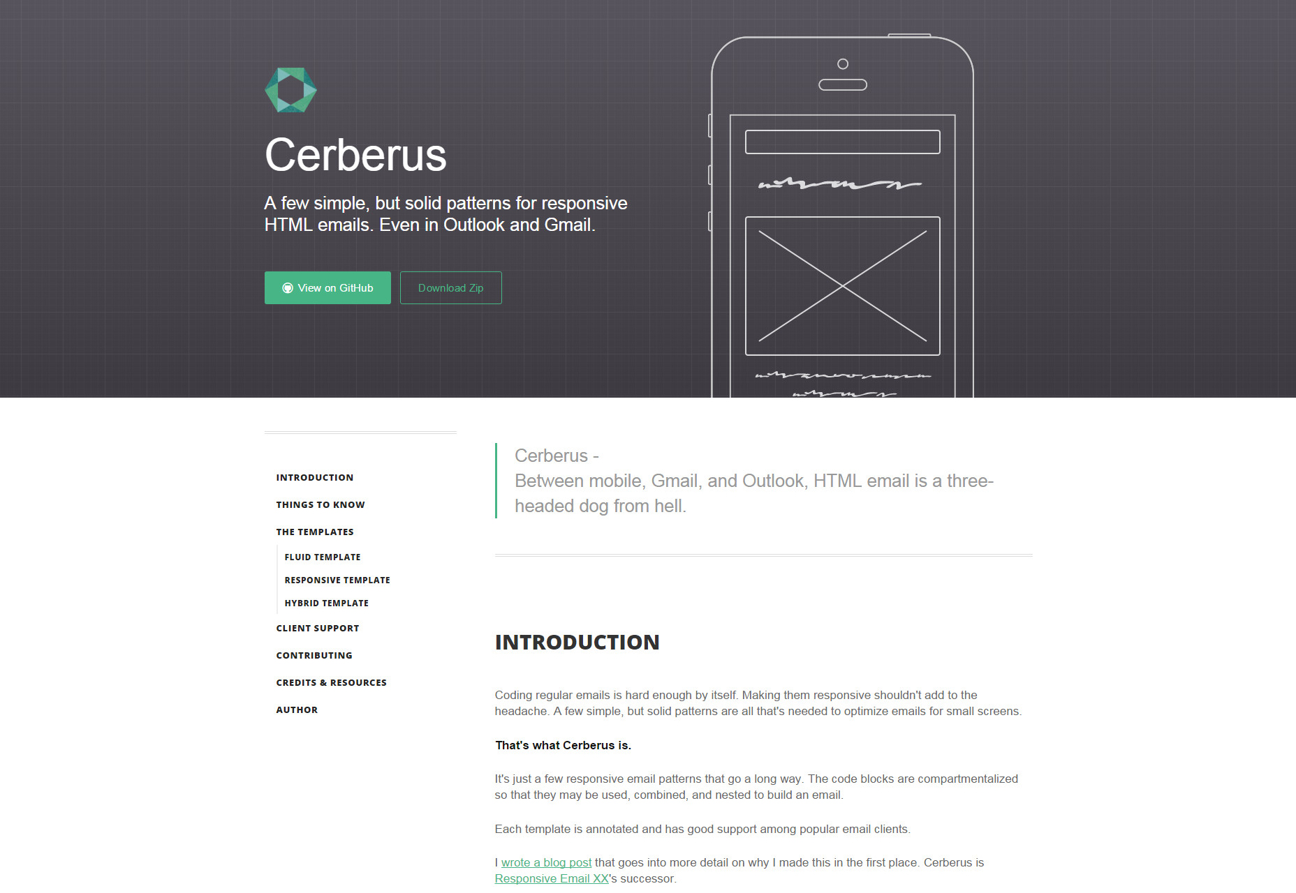 50+ fresh resources for designers, January 2016 Cerberus: Patterns for Responsive HTML Email Templates