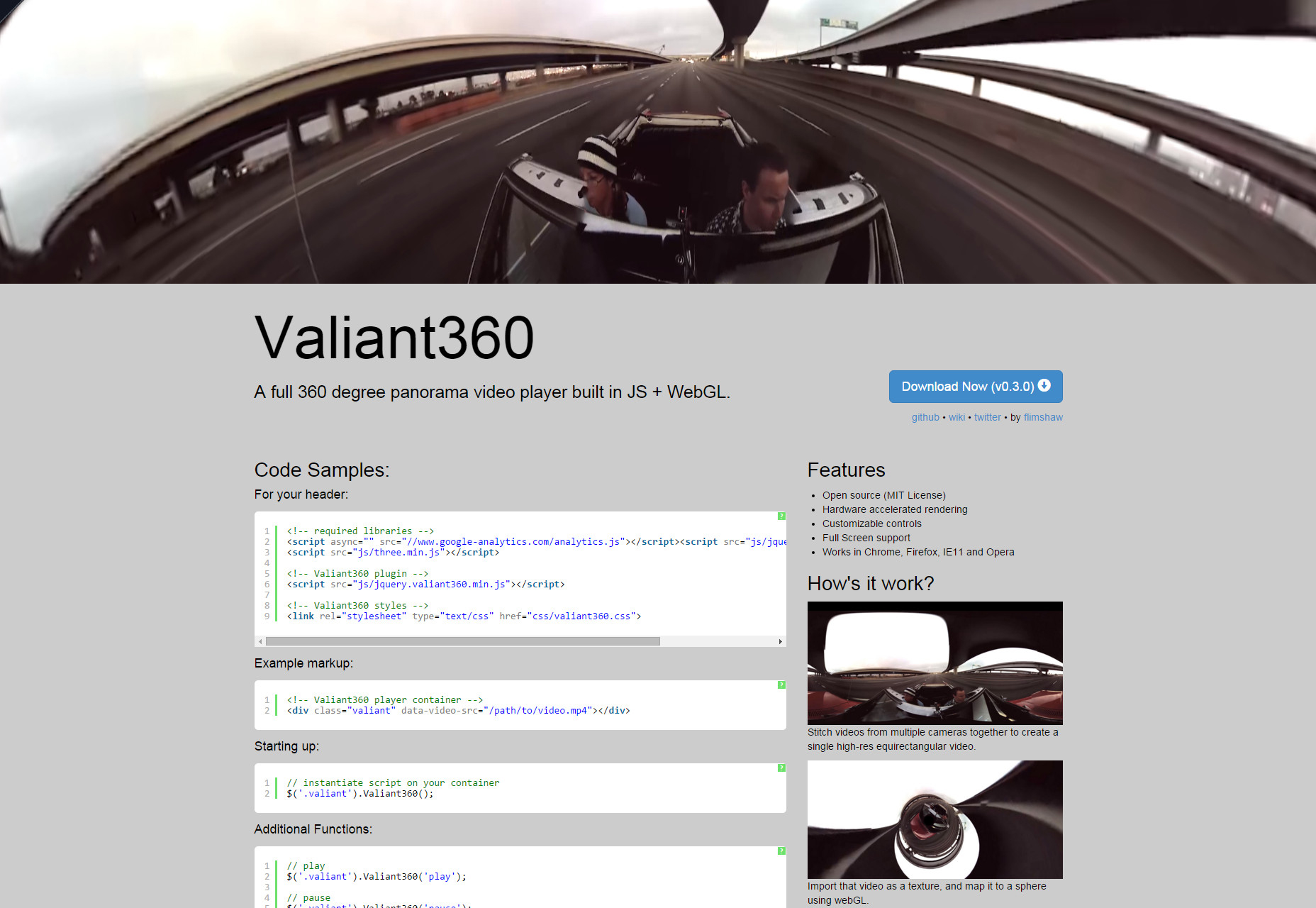50+ fresh resources for designers, January 2016 Valiant360: Panorama Video Player